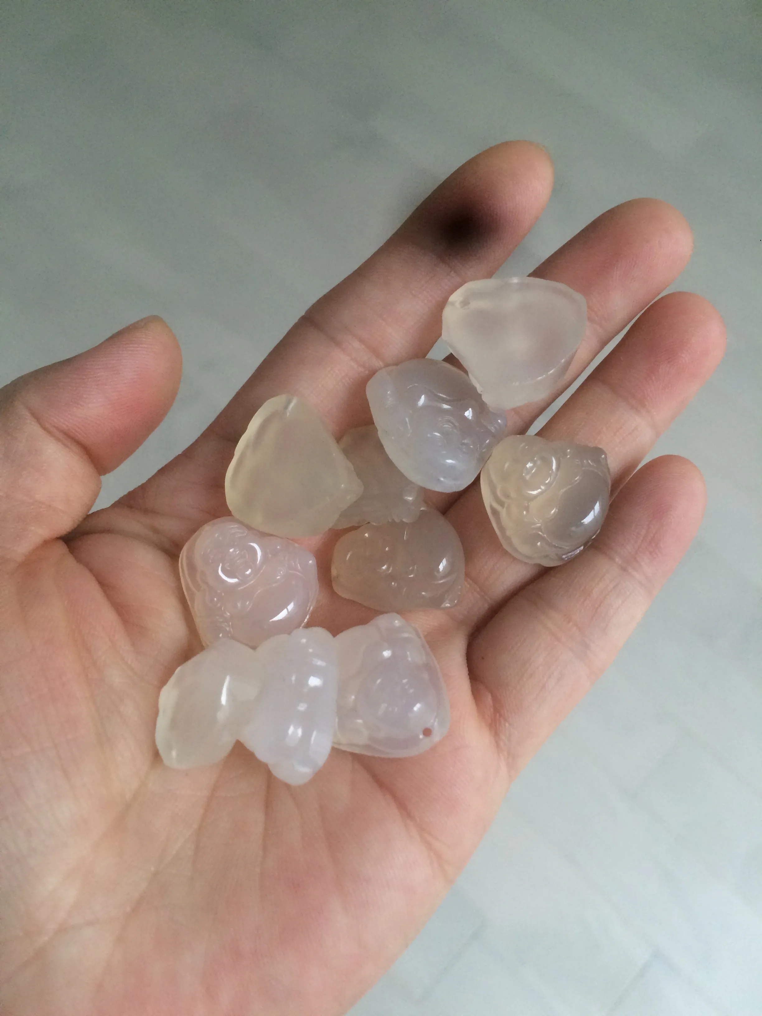 100% natural icy clear warm light yellow/white agate happy Buddha pendant XY76 (add on item)