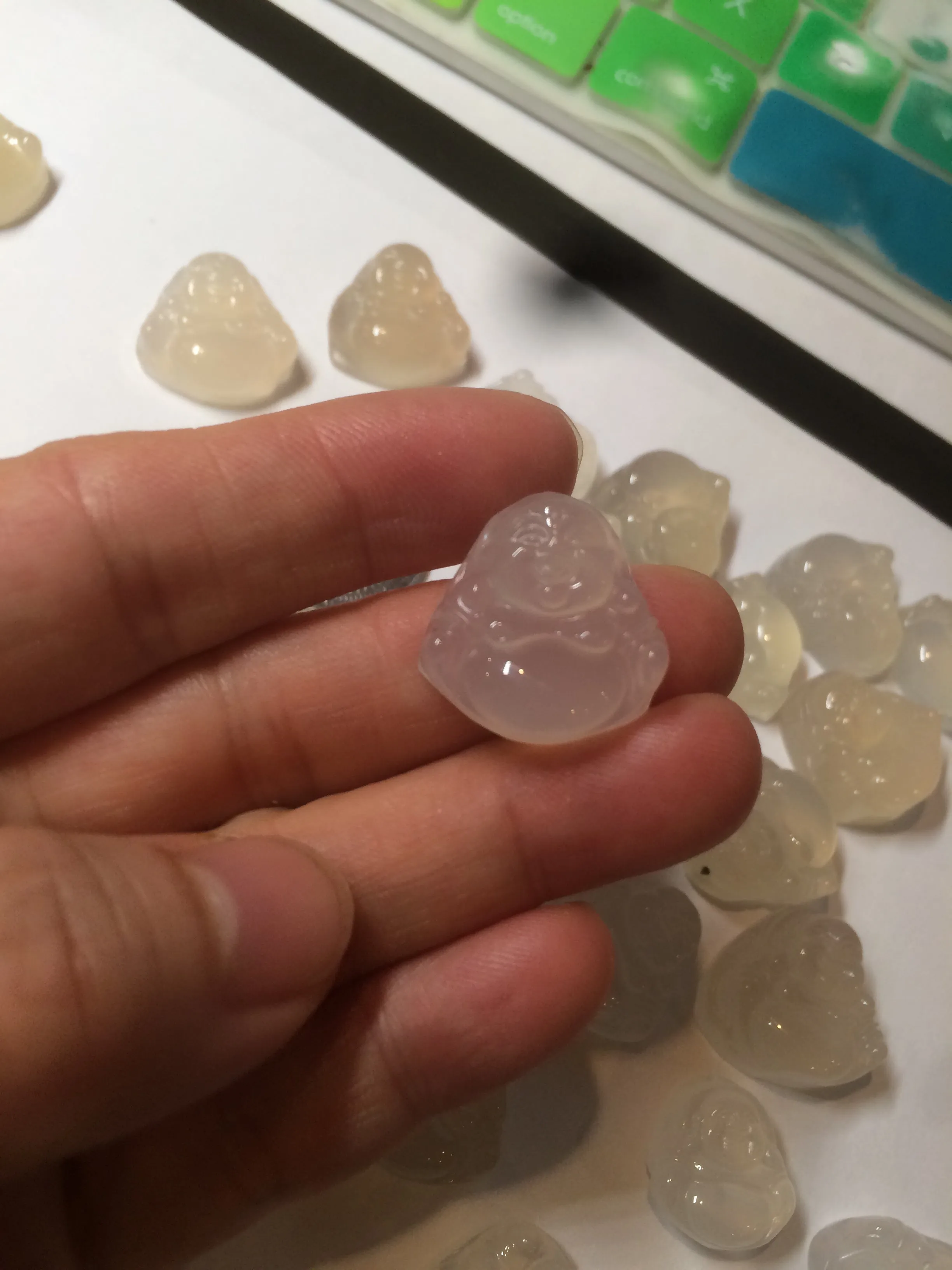 100% natural icy clear warm light yellow/white agate happy Buddha pendant XY76 (add on item)