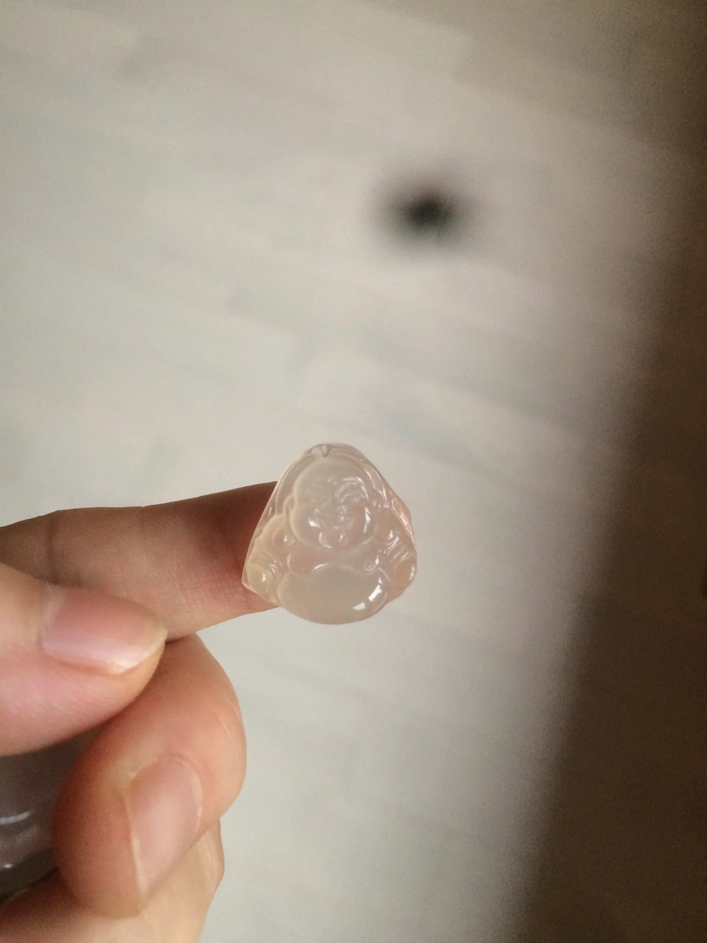 100% natural icy clear warm light yellow/white agate happy Buddha pendant XY76 (add on item)