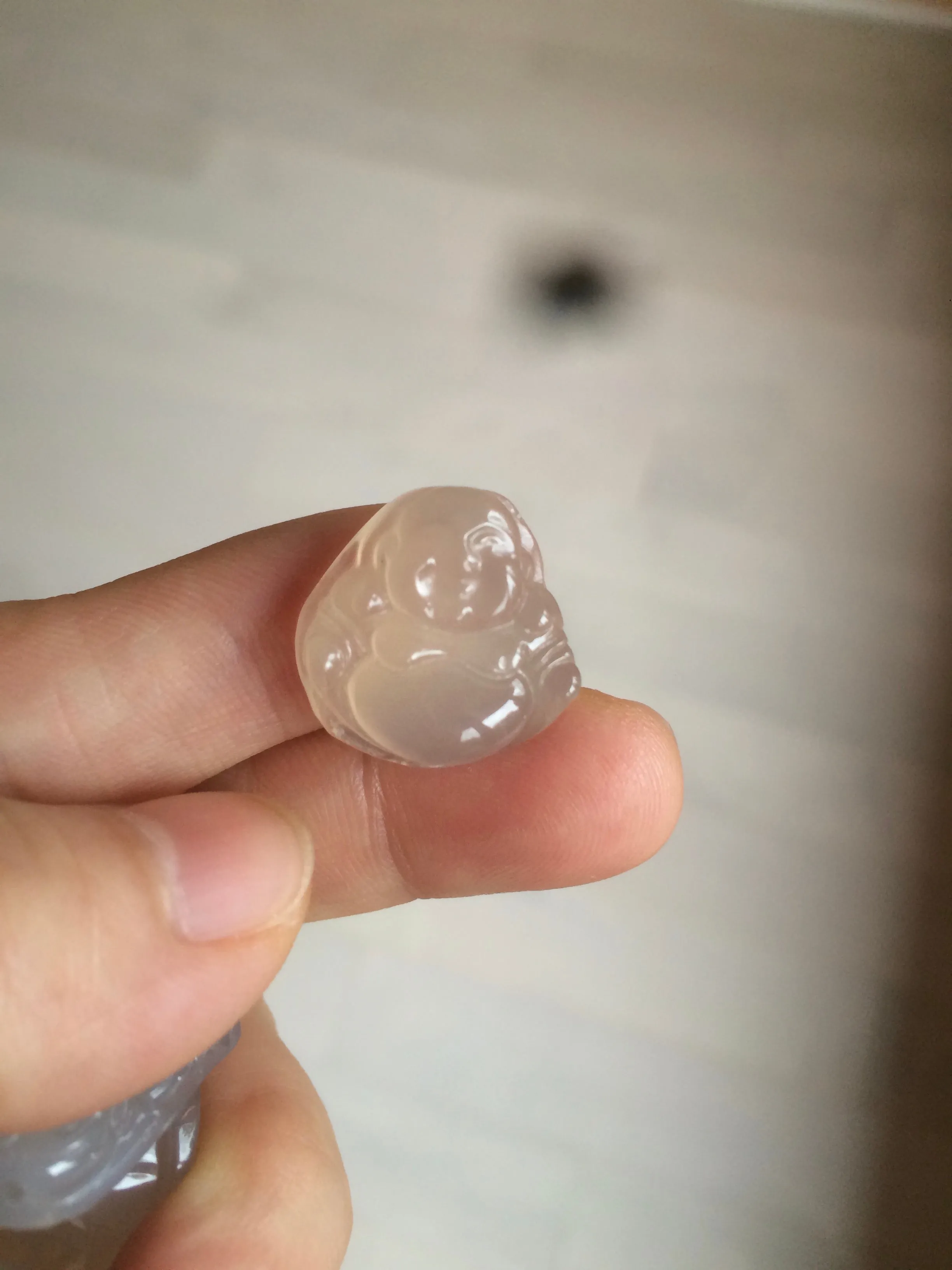 100% natural icy clear warm light yellow/white agate happy Buddha pendant XY76 (add on item)
