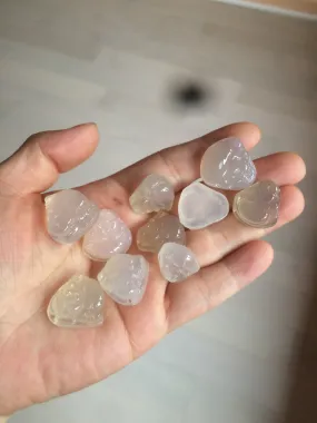 100% natural icy clear warm light yellow/white agate happy Buddha pendant XY76 (add on item)