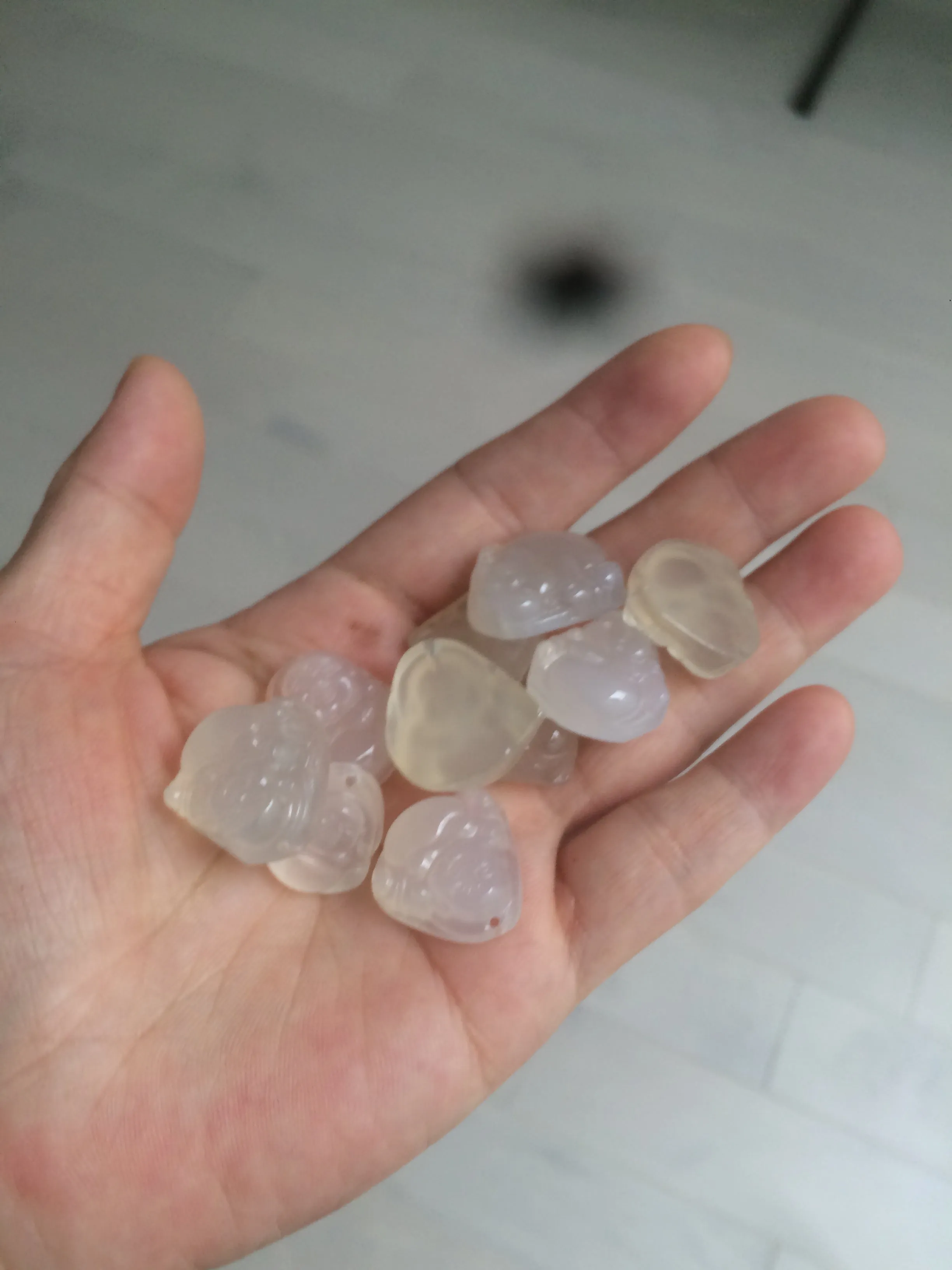 100% natural icy clear warm light yellow/white agate happy Buddha pendant XY76 (add on item)
