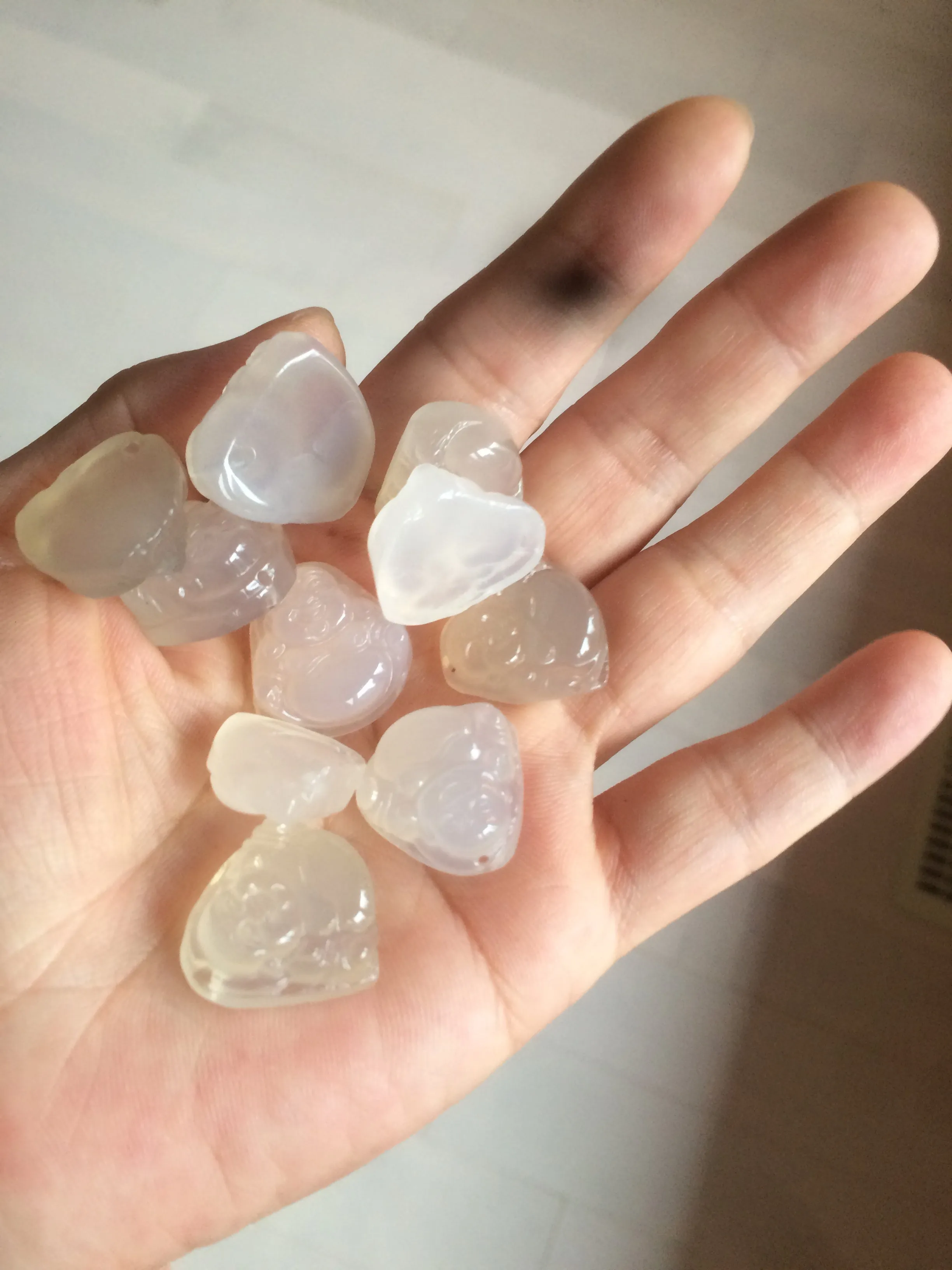 100% natural icy clear warm light yellow/white agate happy Buddha pendant XY76 (add on item)