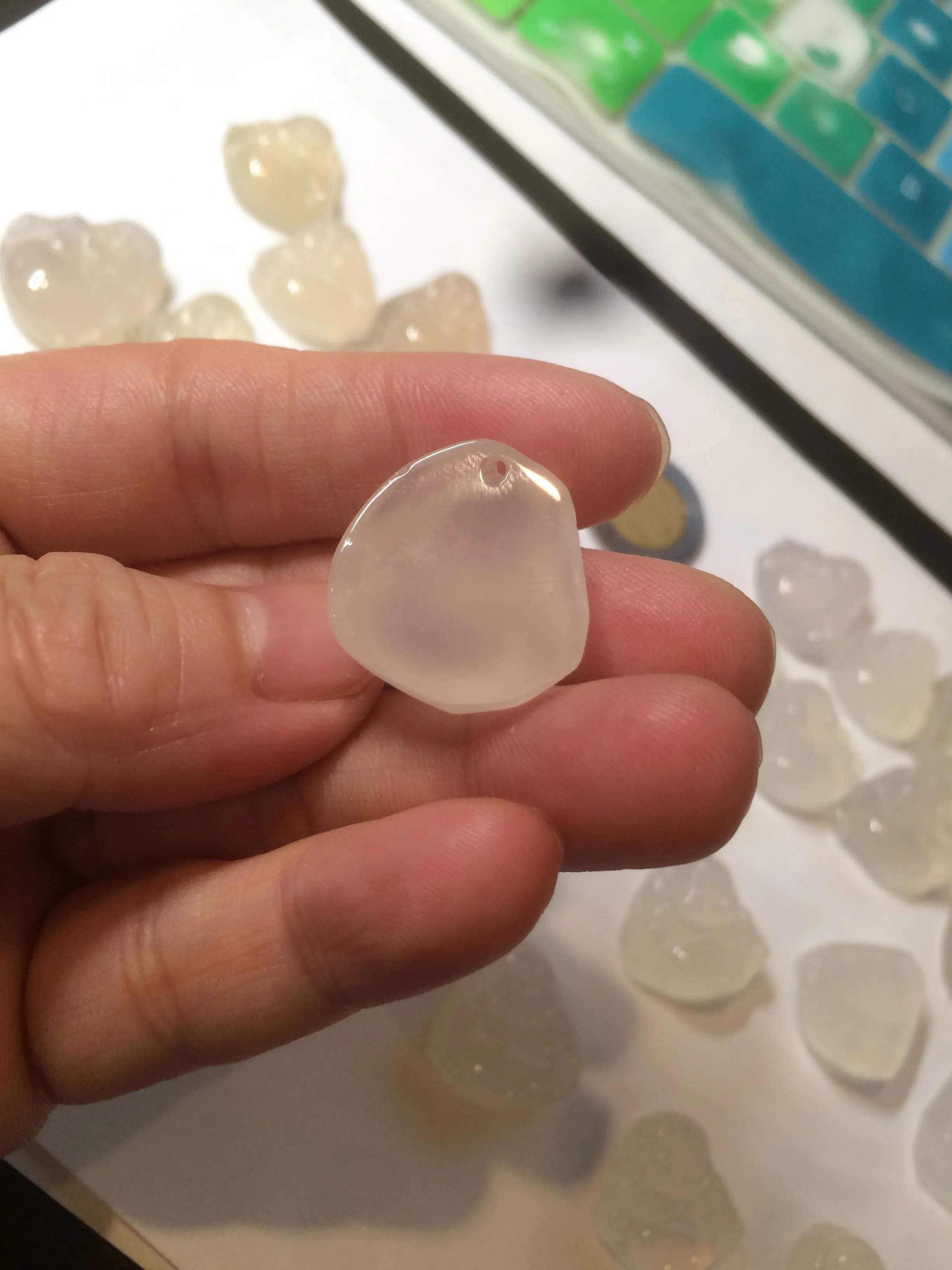 100% natural icy clear warm light yellow/white agate happy Buddha pendant XY76 (add on item)