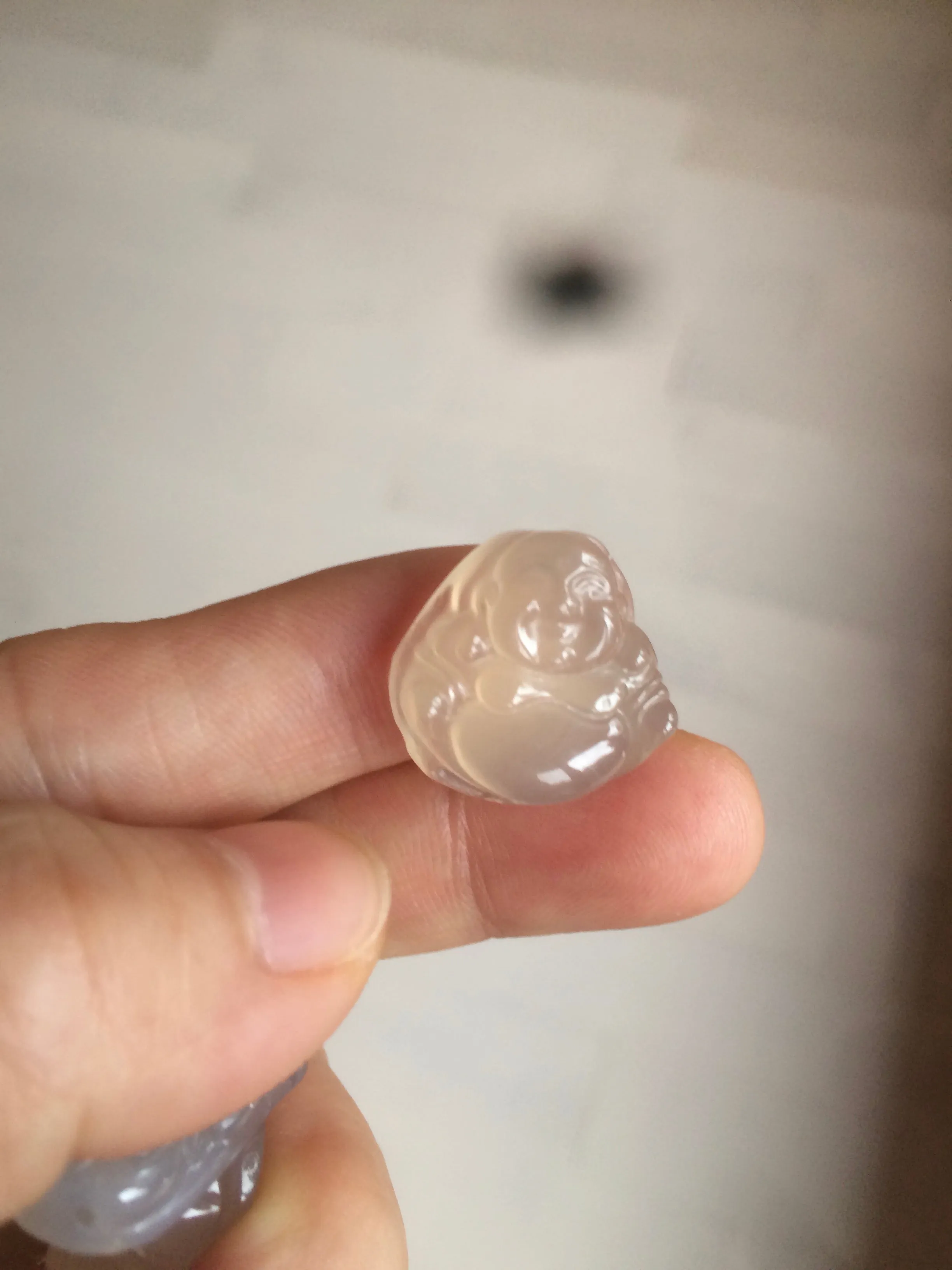 100% natural icy clear warm light yellow/white agate happy Buddha pendant XY76 (add on item)