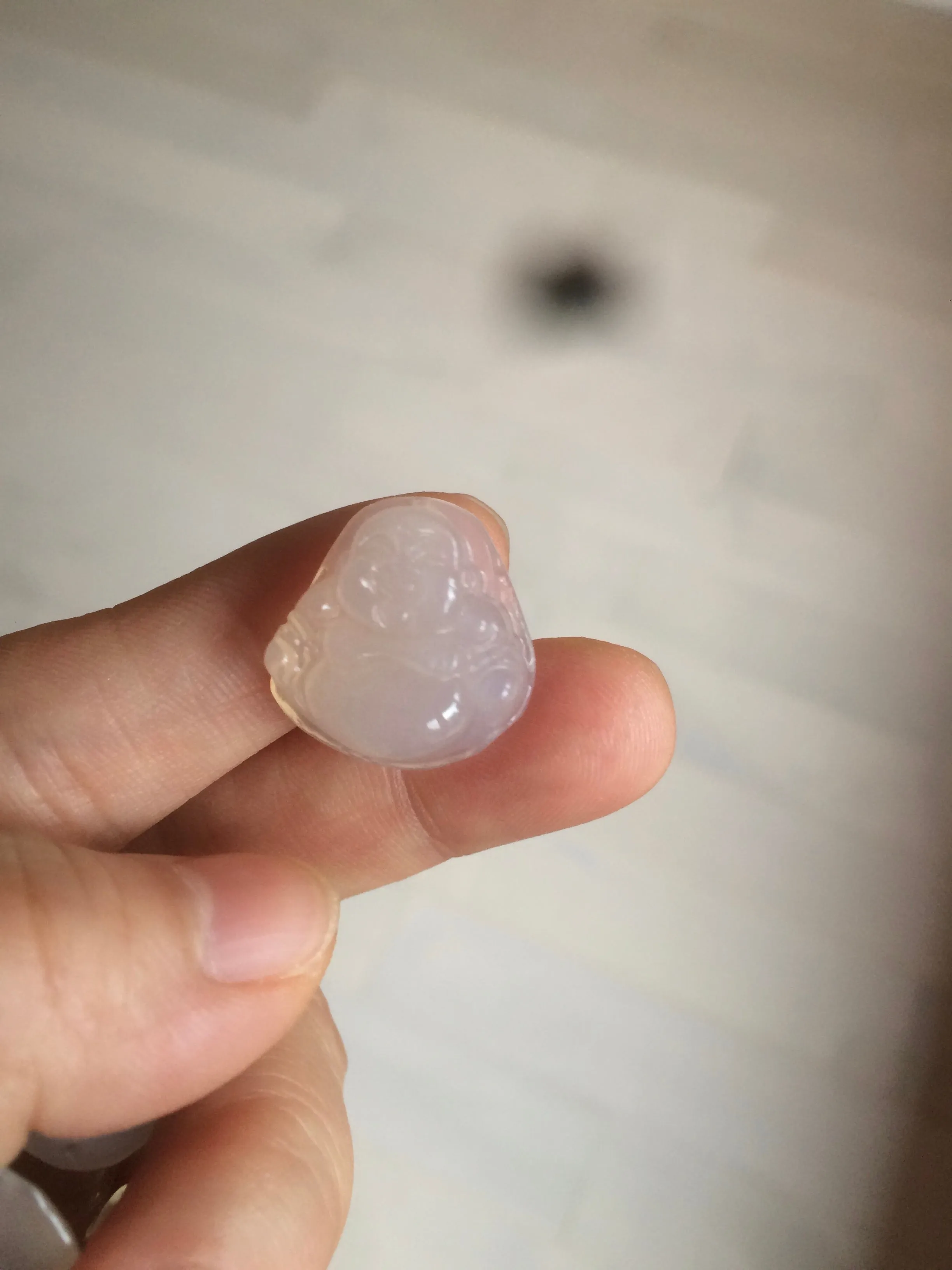 100% natural icy clear warm light yellow/white agate happy Buddha pendant XY76 (add on item)