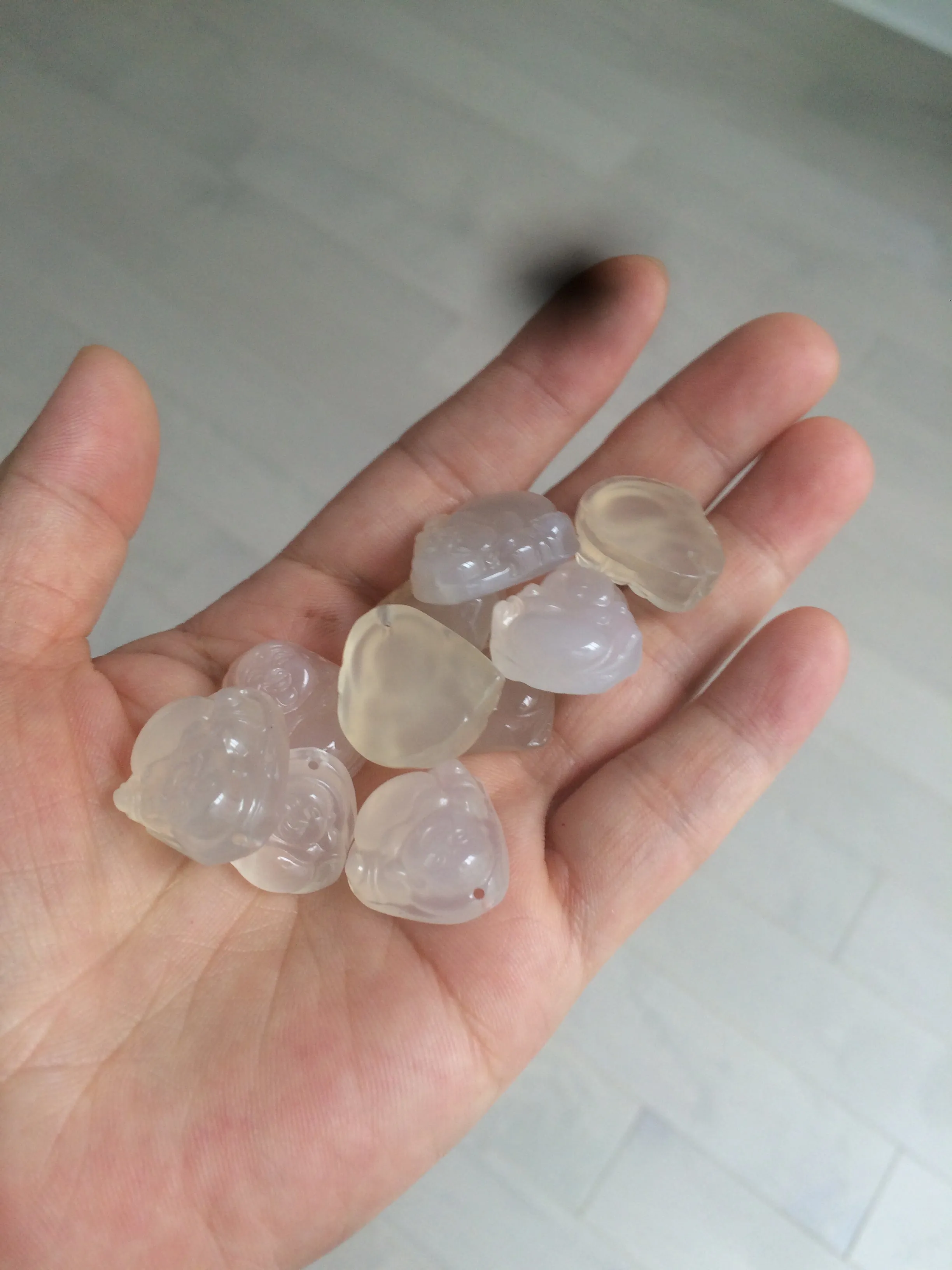 100% natural icy clear warm light yellow/white agate happy Buddha pendant XY76 (add on item)