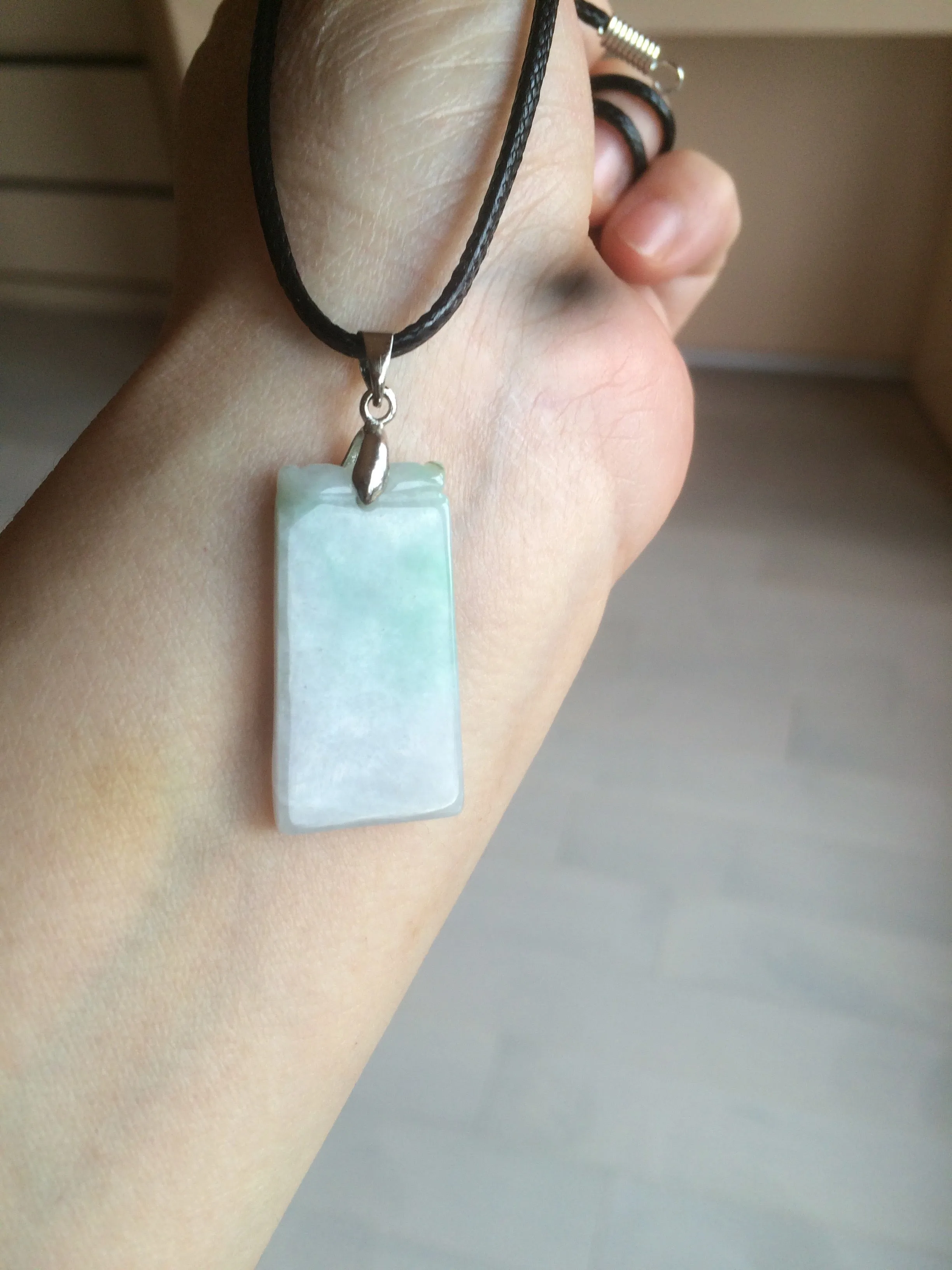 100% Natural type A icy watery light green/sunny green Jadeite Jade safe and sound pendant BF97