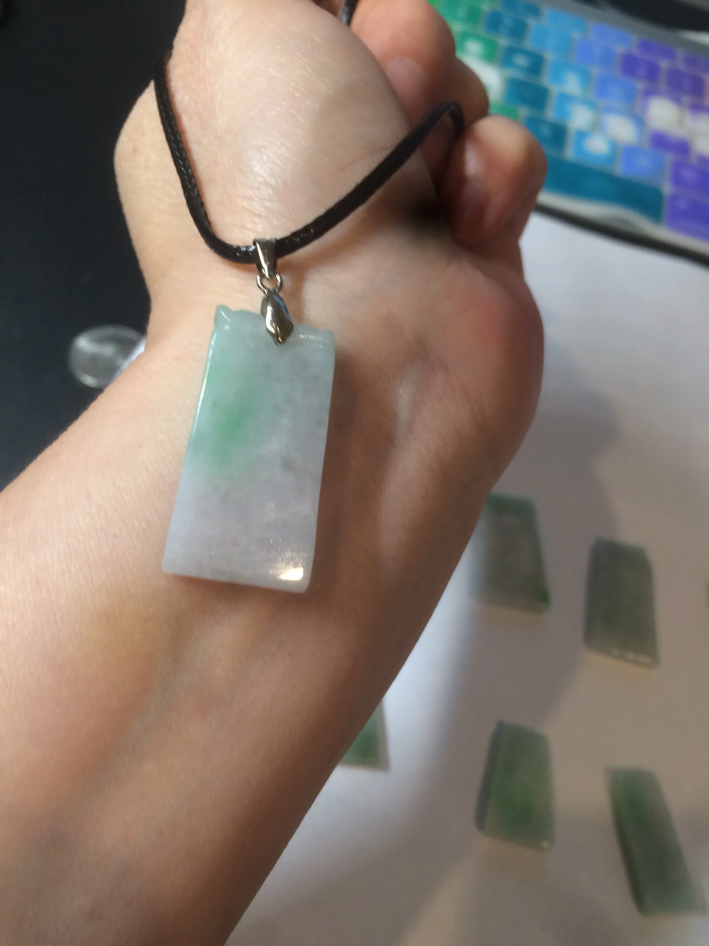 100% Natural type A icy watery light green/sunny green Jadeite Jade safe and sound pendant BF97