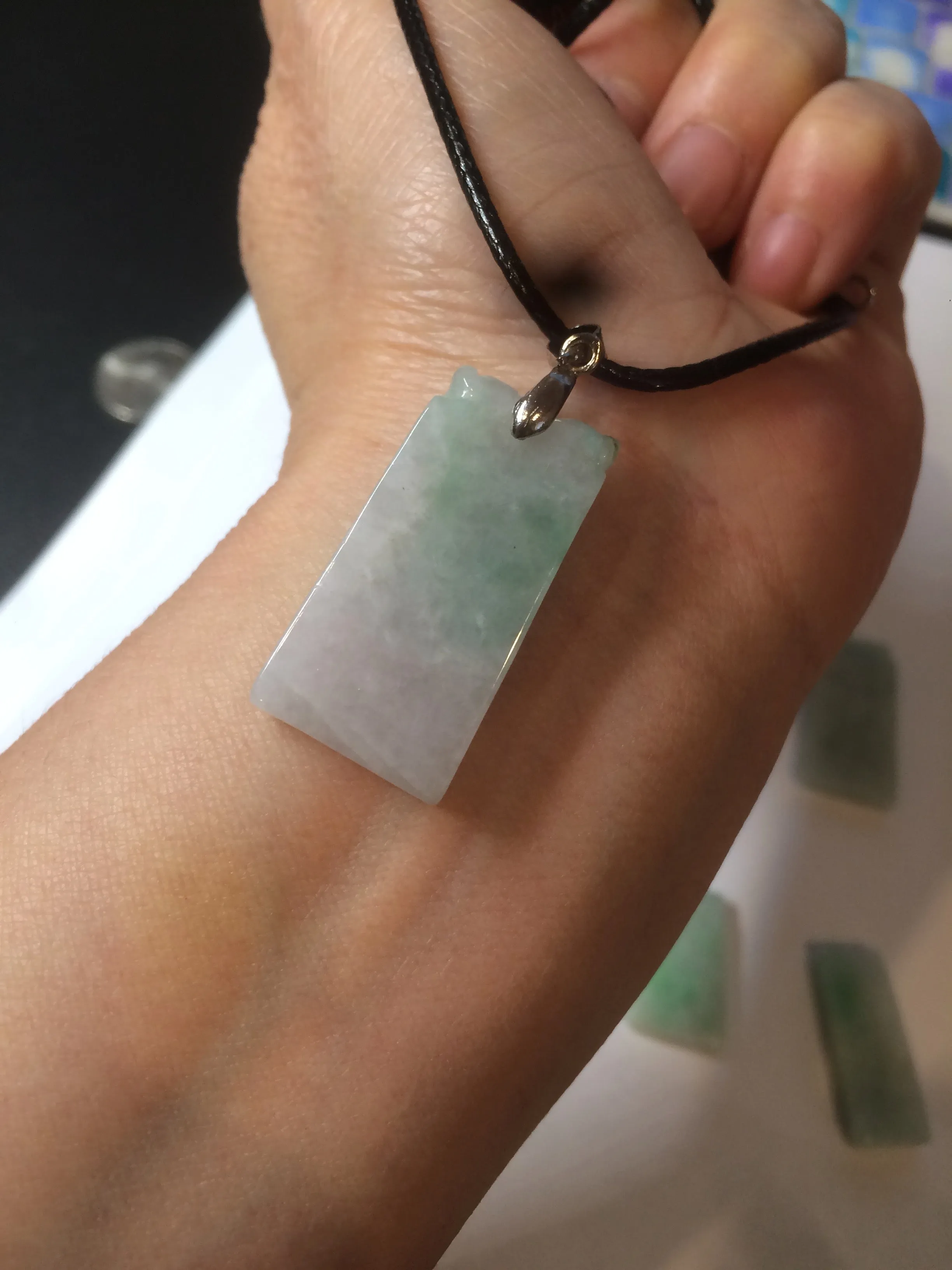 100% Natural type A icy watery light green/sunny green Jadeite Jade safe and sound pendant BF97