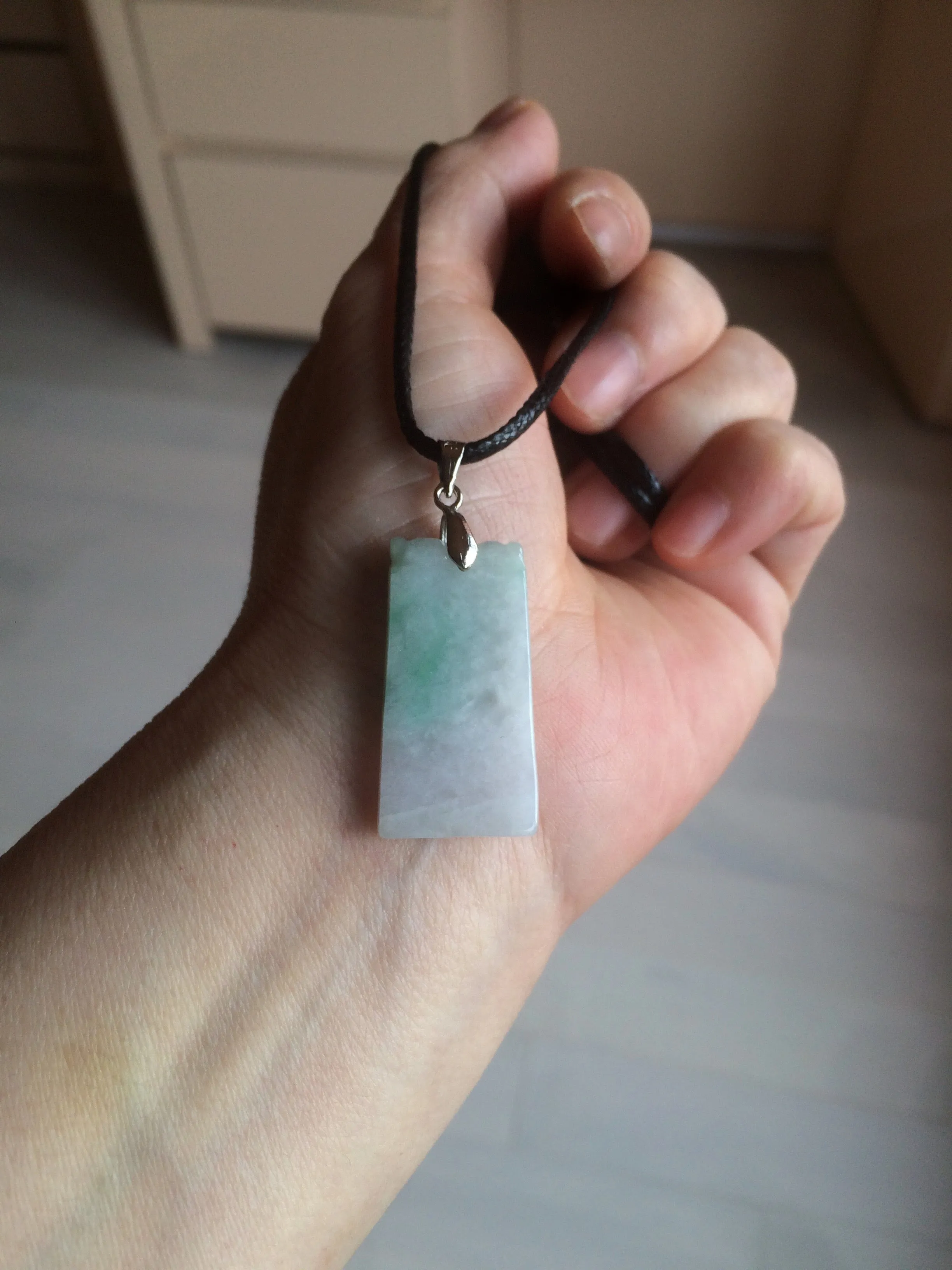 100% Natural type A icy watery light green/sunny green Jadeite Jade safe and sound pendant BF97