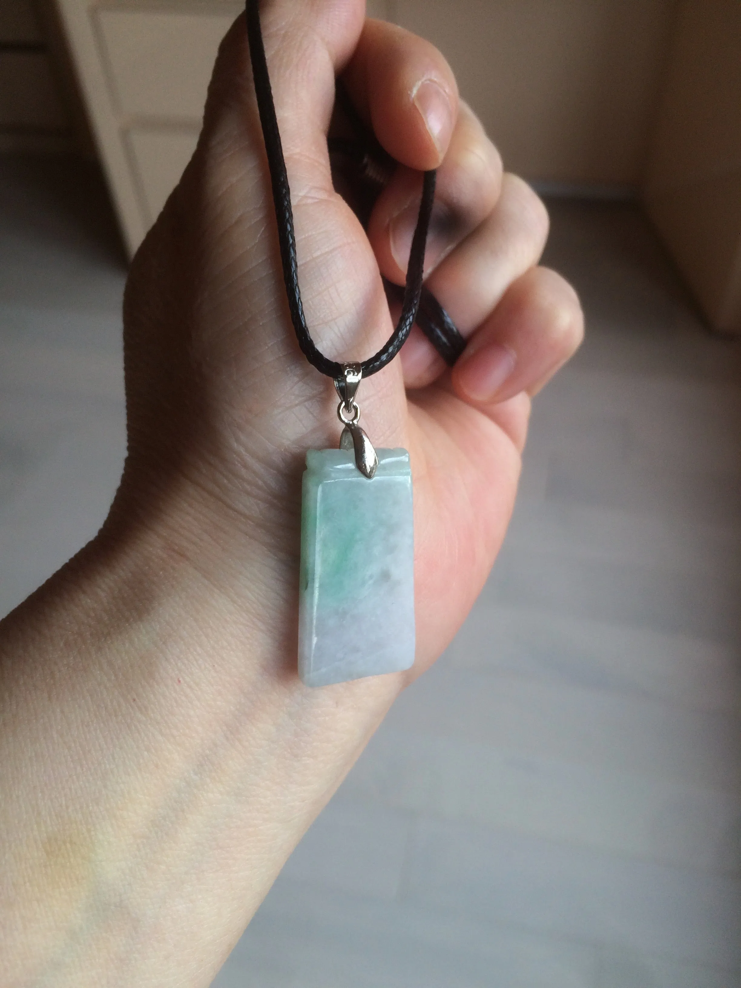 100% Natural type A icy watery light green/sunny green Jadeite Jade safe and sound pendant BF97