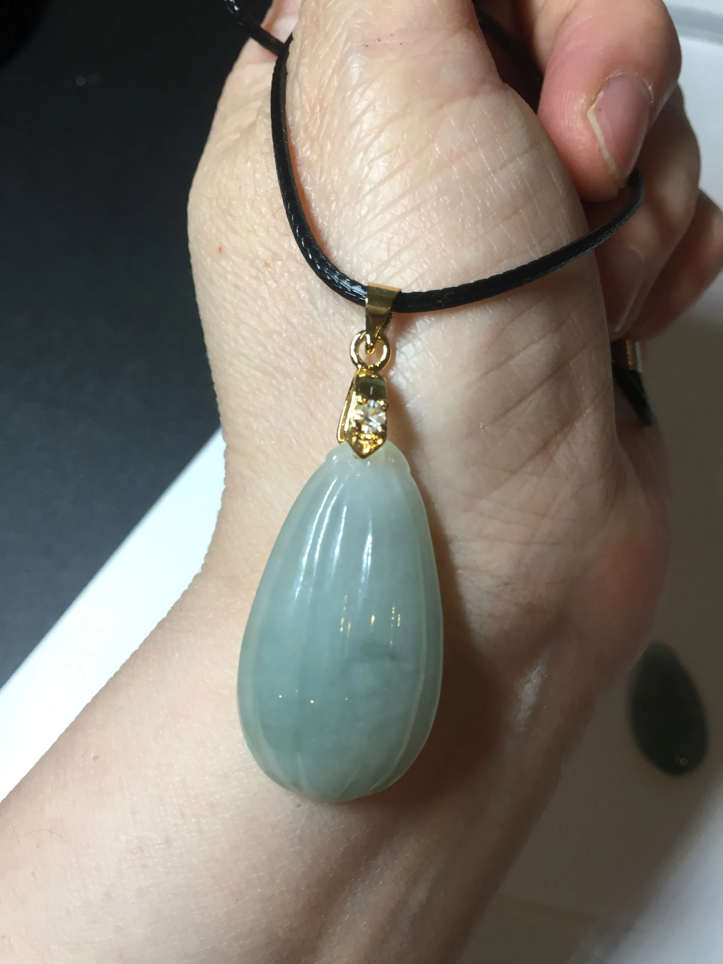 100% Natural type A light green/gray candied dates Jadeite Jade pendant AX155