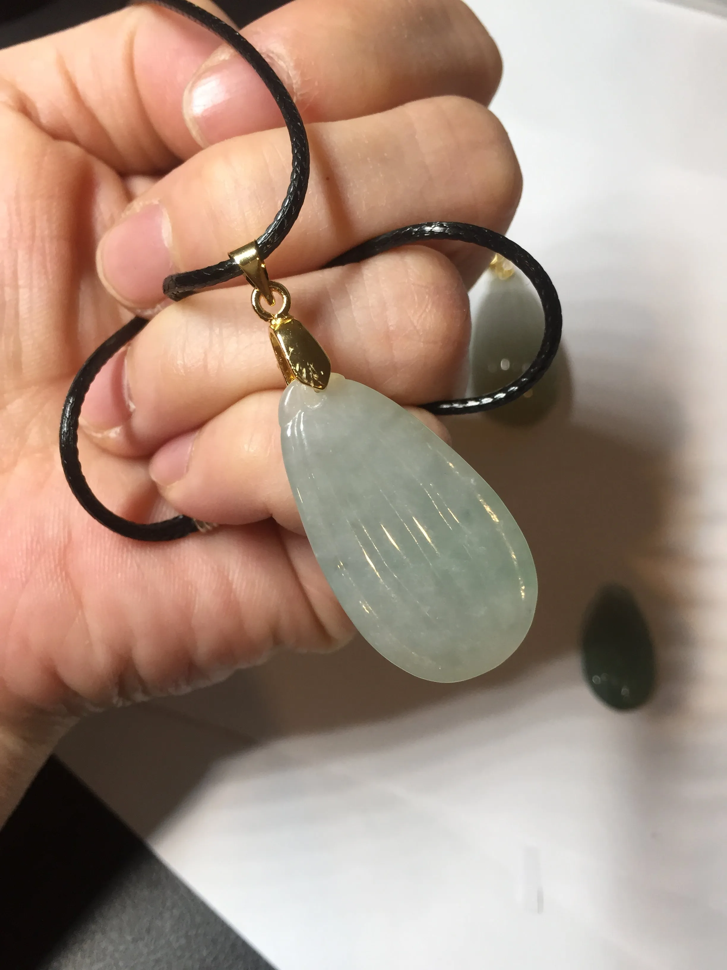 100% Natural type A light green/gray candied dates Jadeite Jade pendant AX155