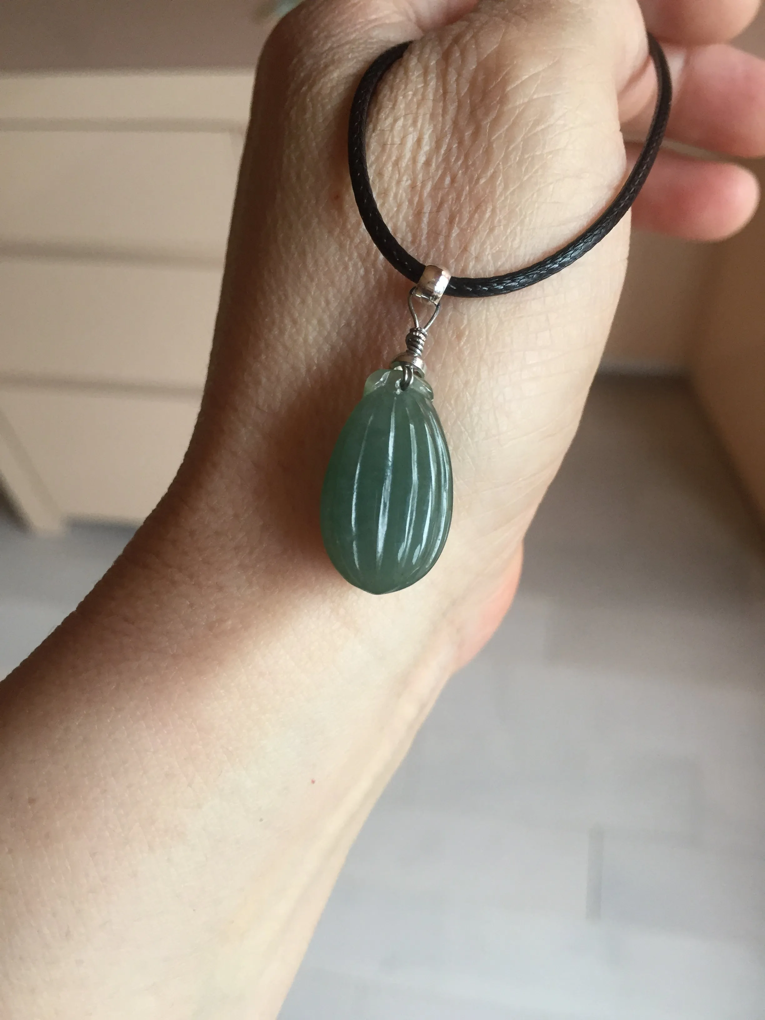 100% Natural type A light green/gray candied dates Jadeite Jade pendant AX155