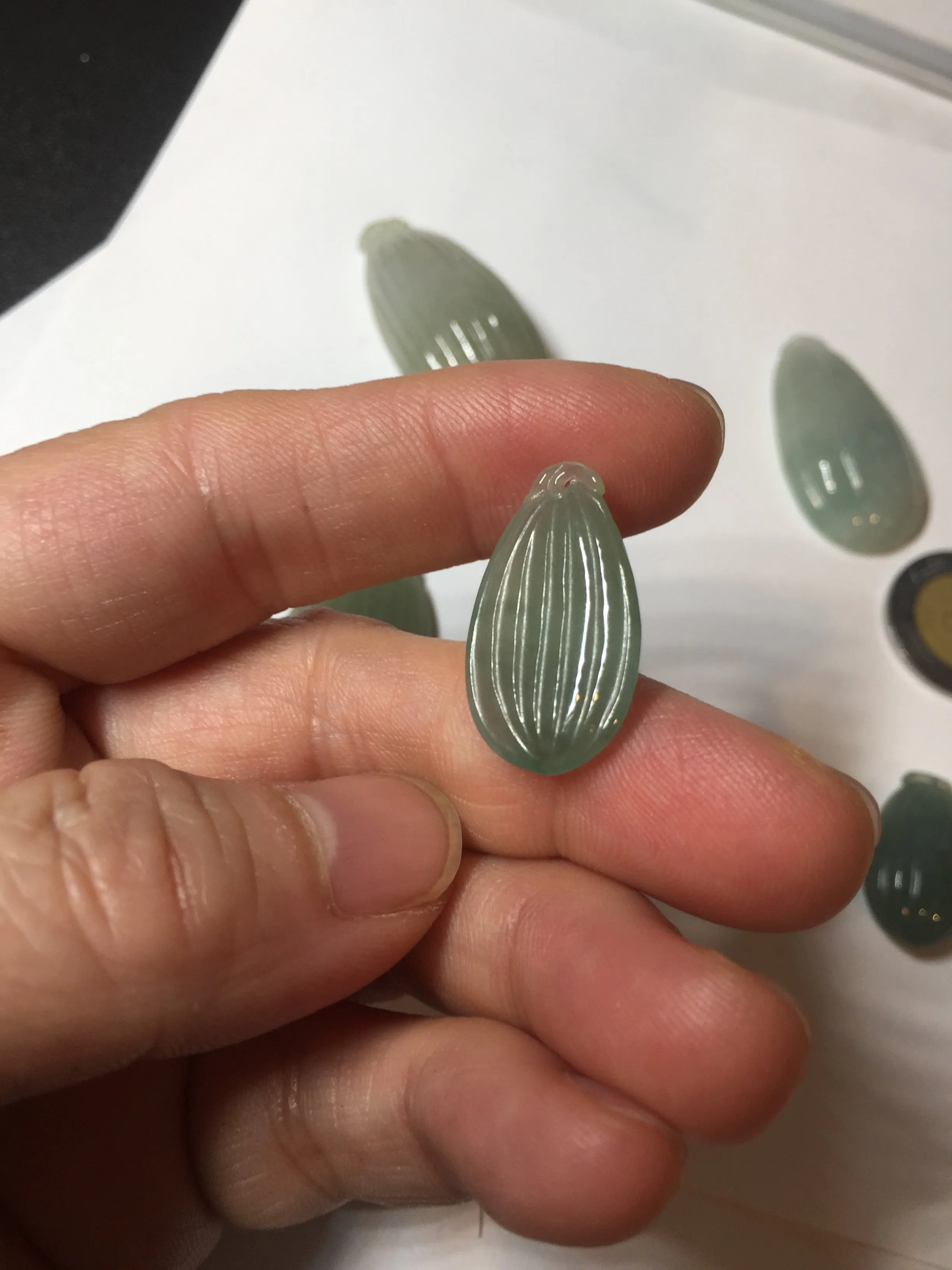 100% Natural type A light green/gray candied dates Jadeite Jade pendant AX155