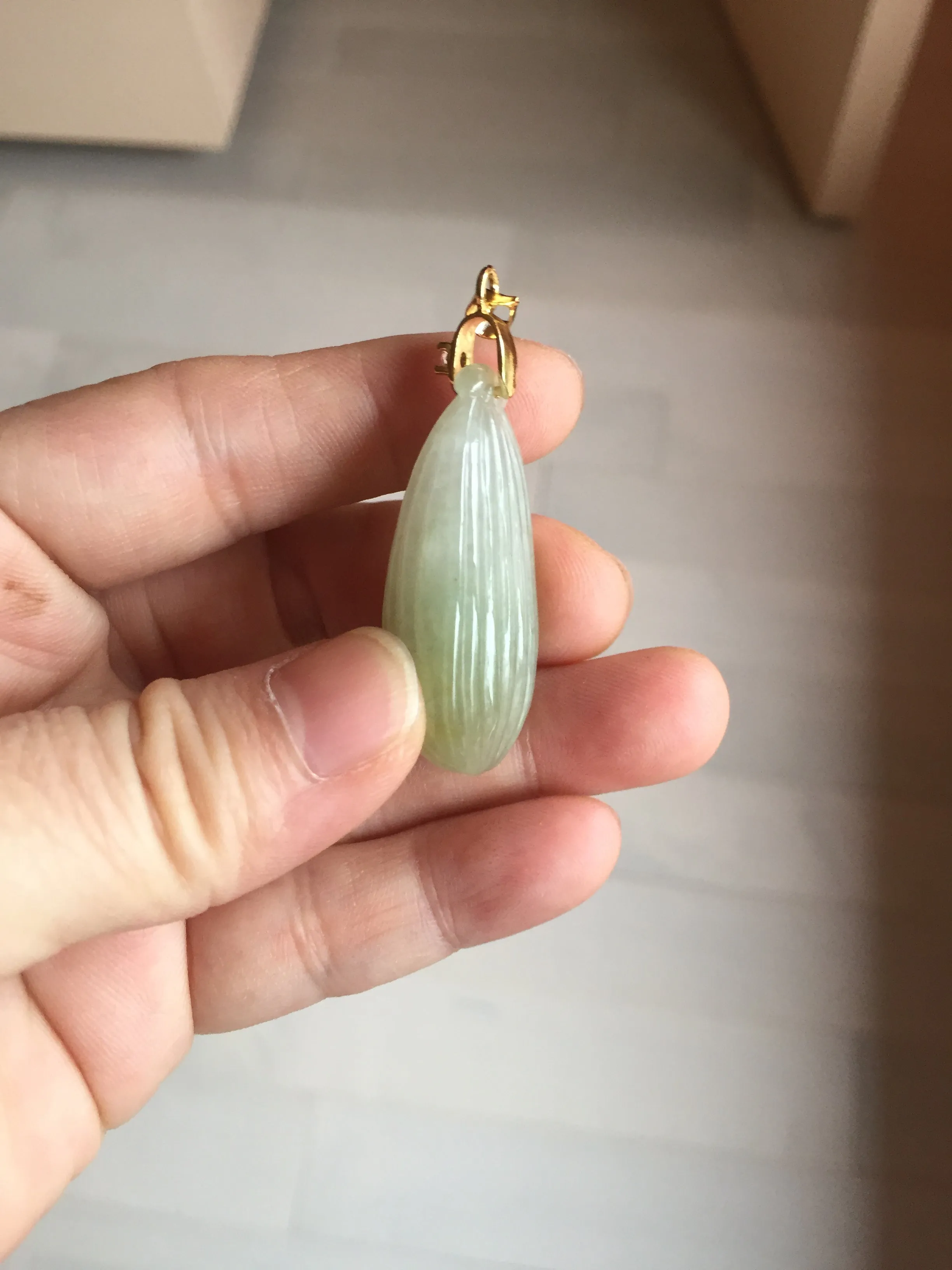 100% Natural type A light green/gray candied dates Jadeite Jade pendant AX155