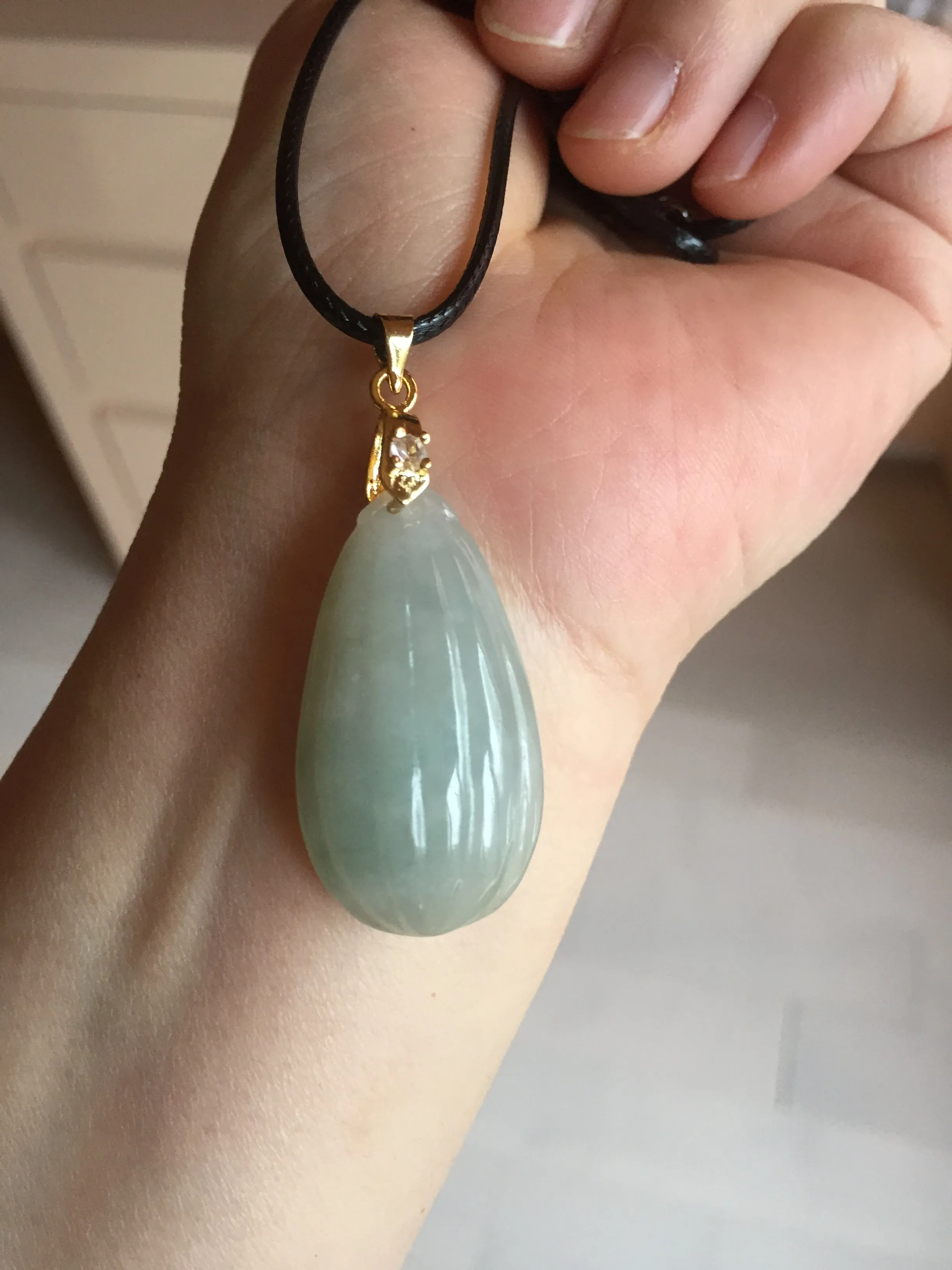 100% Natural type A light green/gray candied dates Jadeite Jade pendant AX155