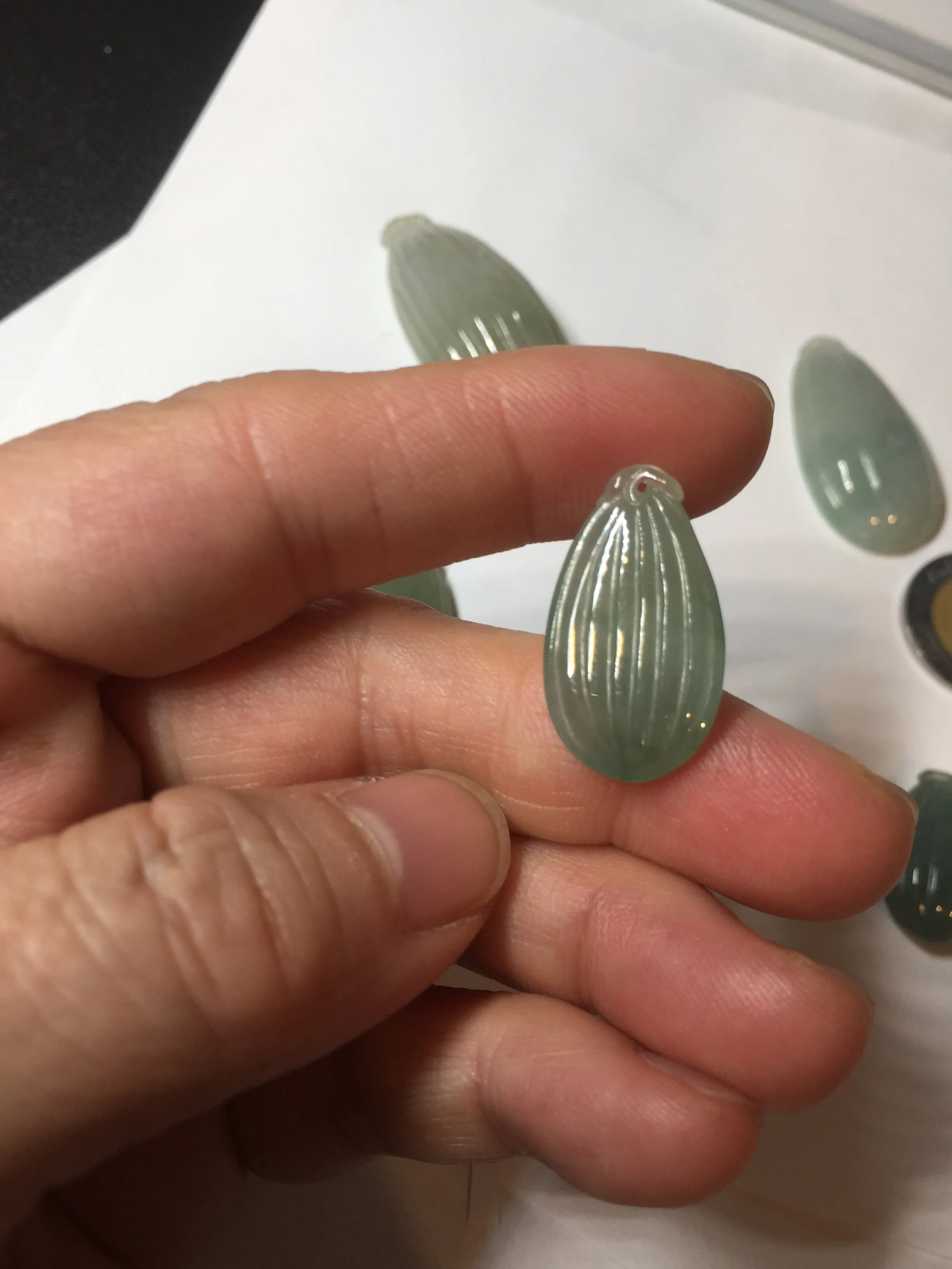 100% Natural type A light green/gray candied dates Jadeite Jade pendant AX155