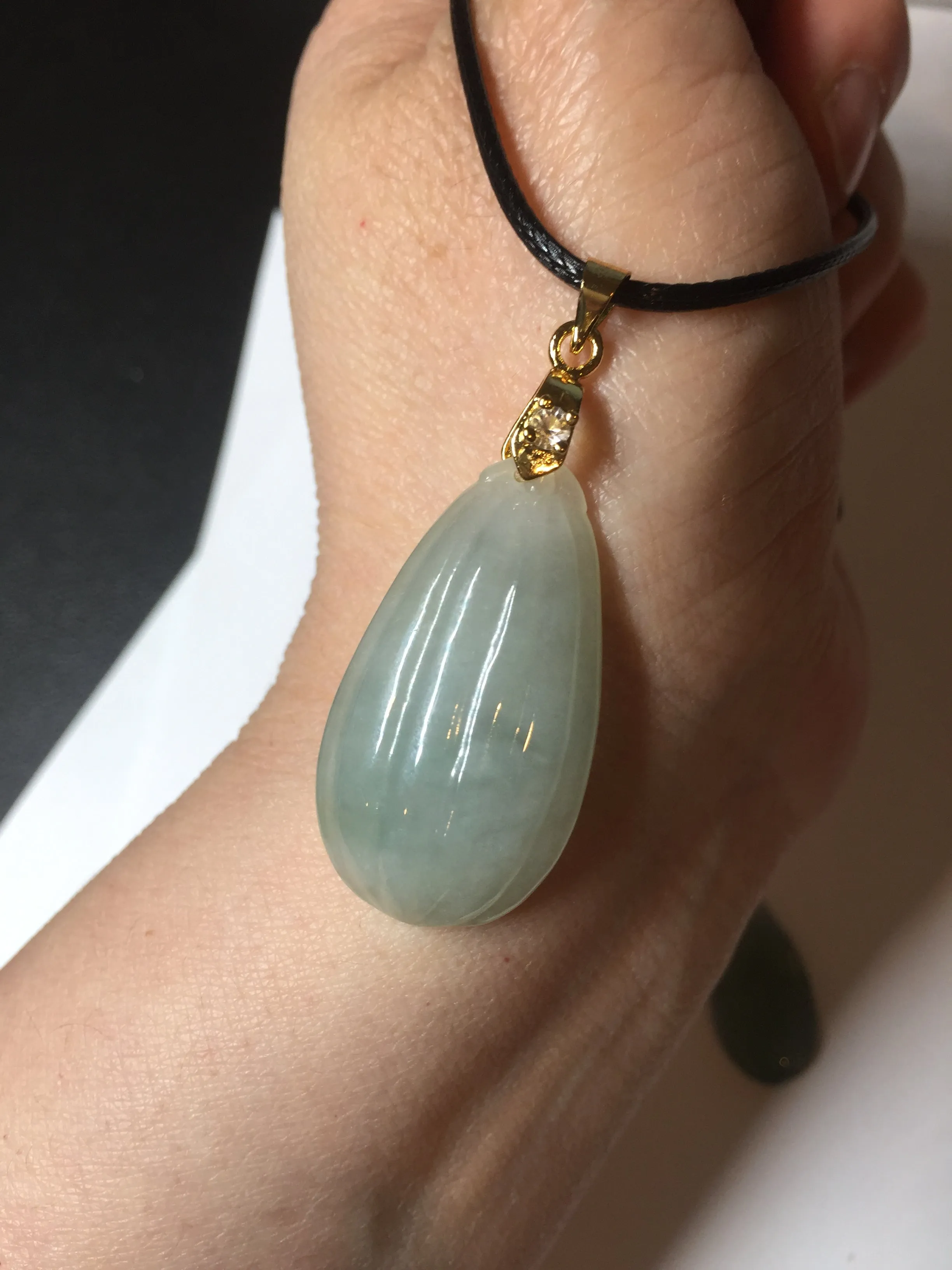 100% Natural type A light green/gray candied dates Jadeite Jade pendant AX155