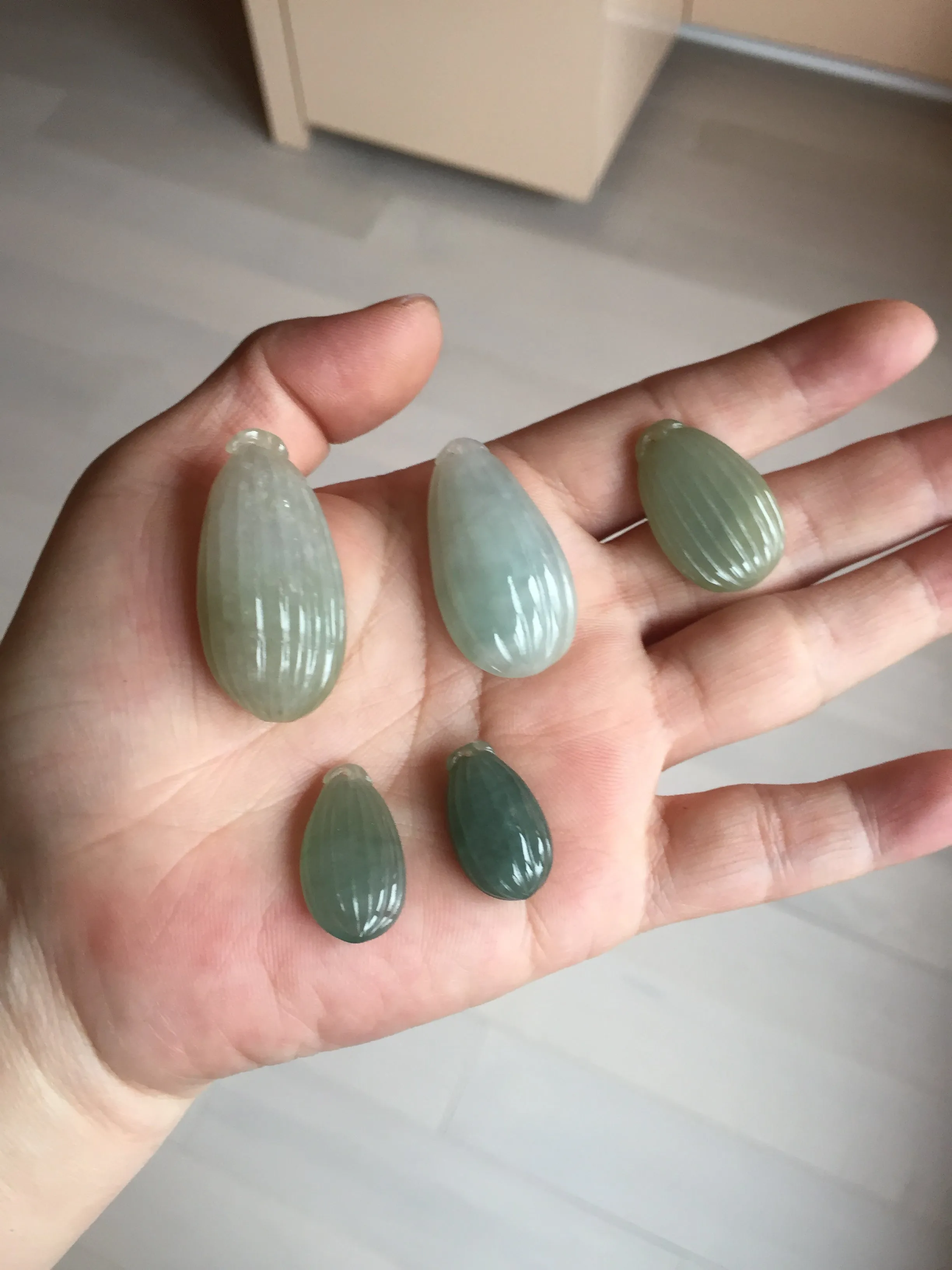 100% Natural type A light green/gray candied dates Jadeite Jade pendant AX155