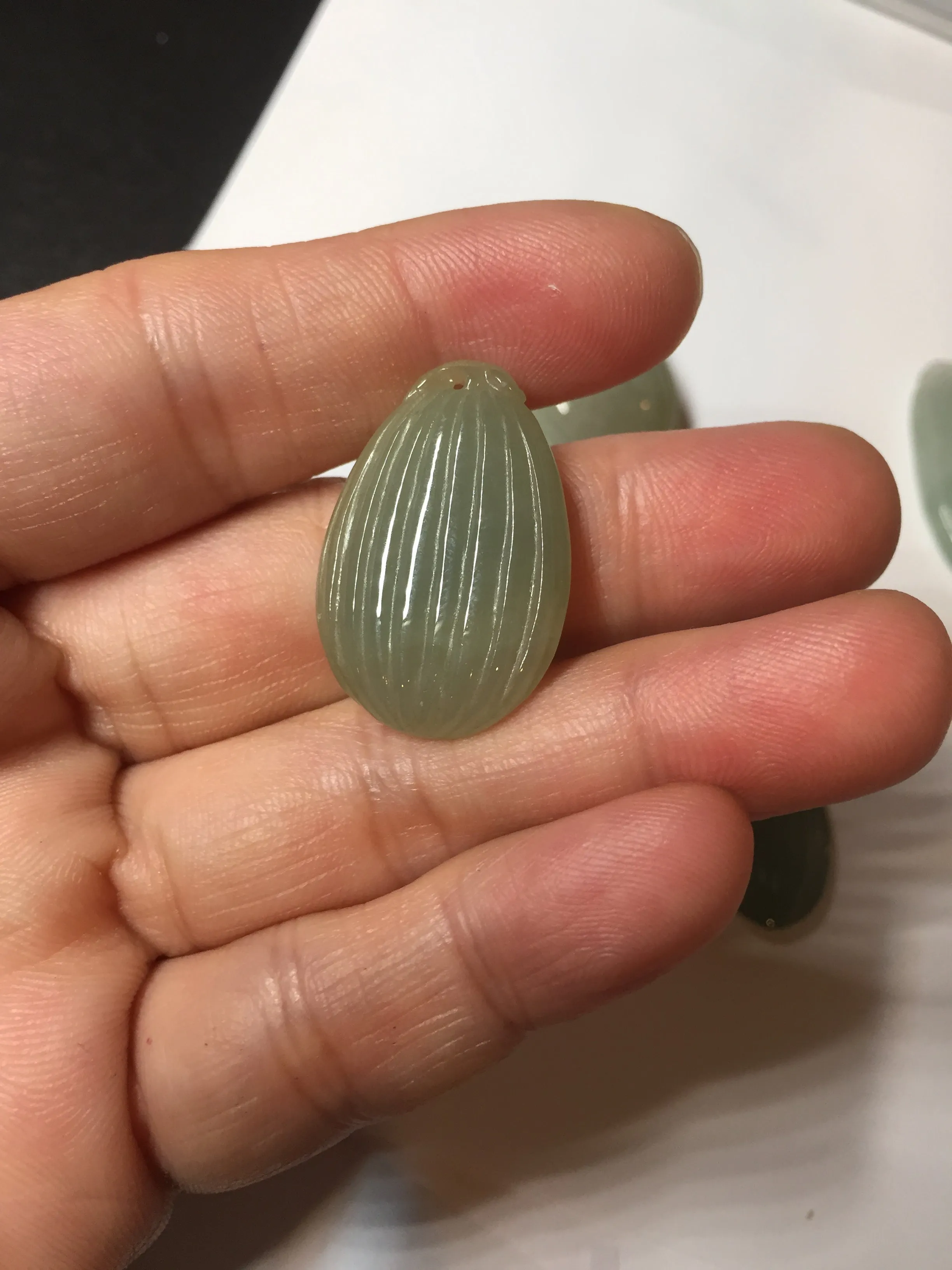100% Natural type A light green/gray candied dates Jadeite Jade pendant AX155