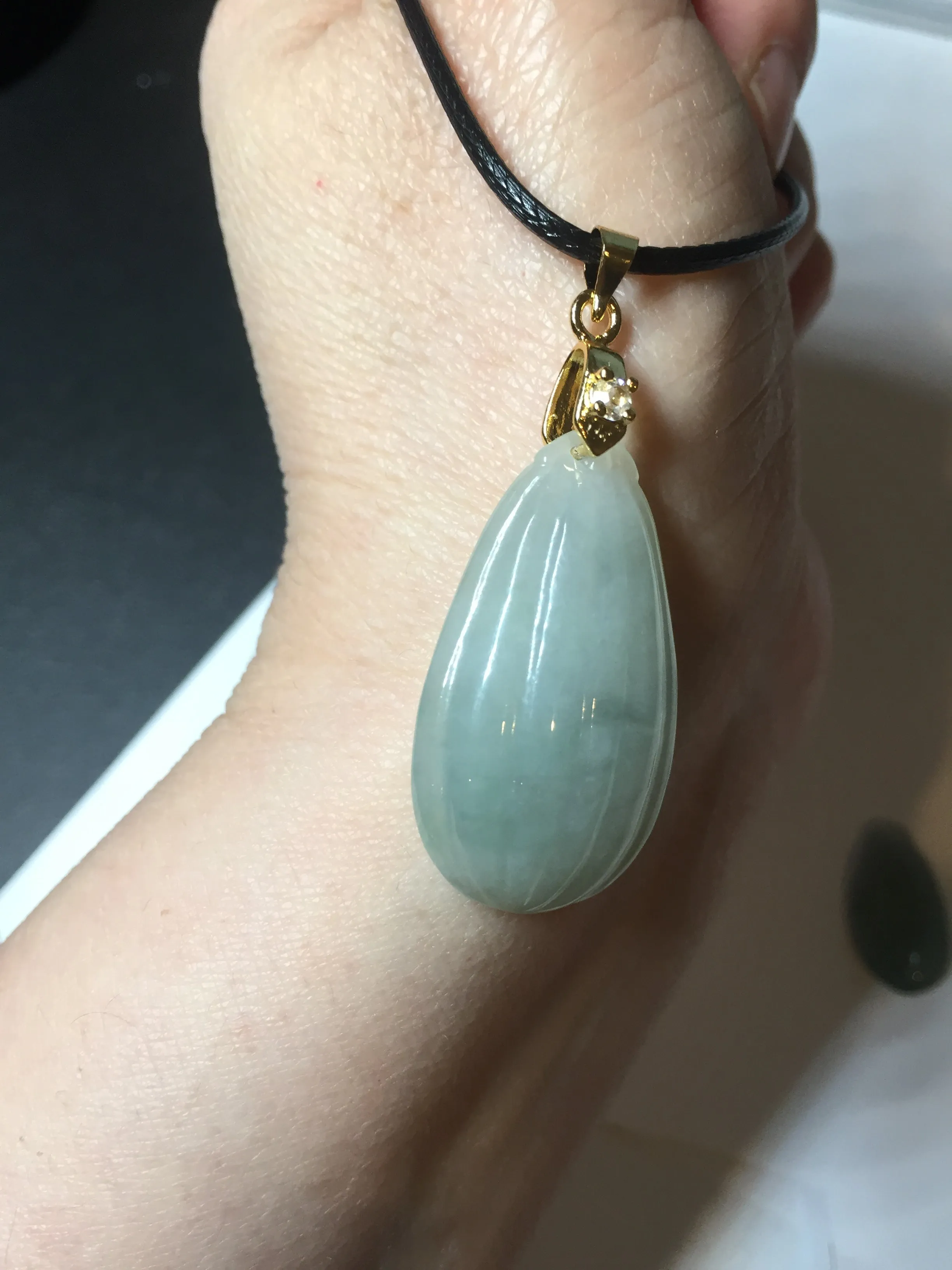 100% Natural type A light green/gray candied dates Jadeite Jade pendant AX155