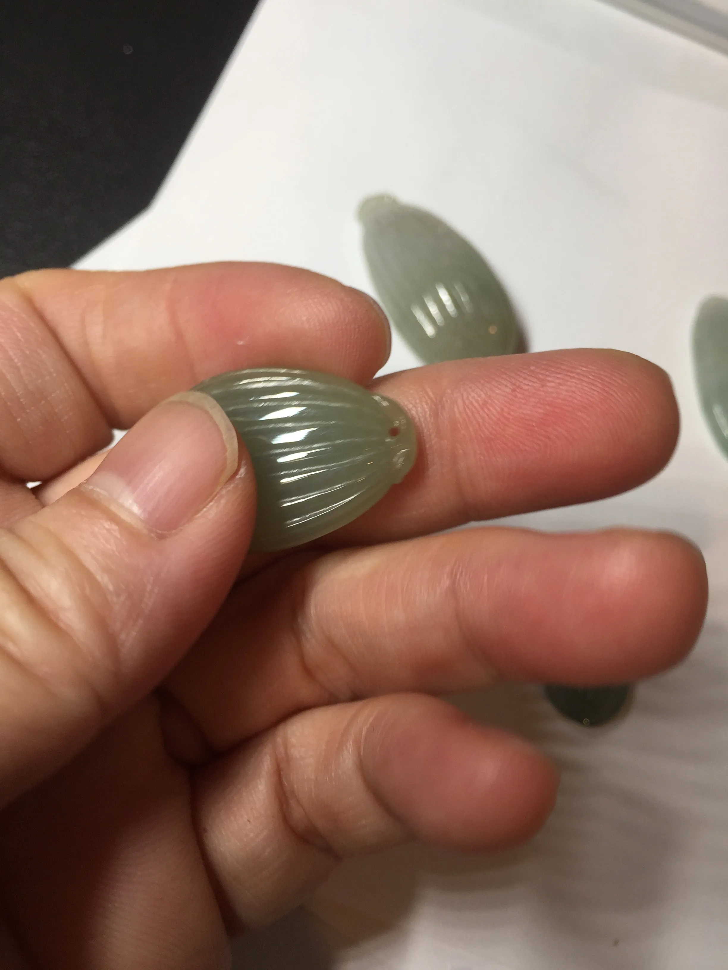 100% Natural type A light green/gray candied dates Jadeite Jade pendant AX155