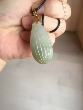 100% Natural type A light green/gray candied dates Jadeite Jade pendant AX155