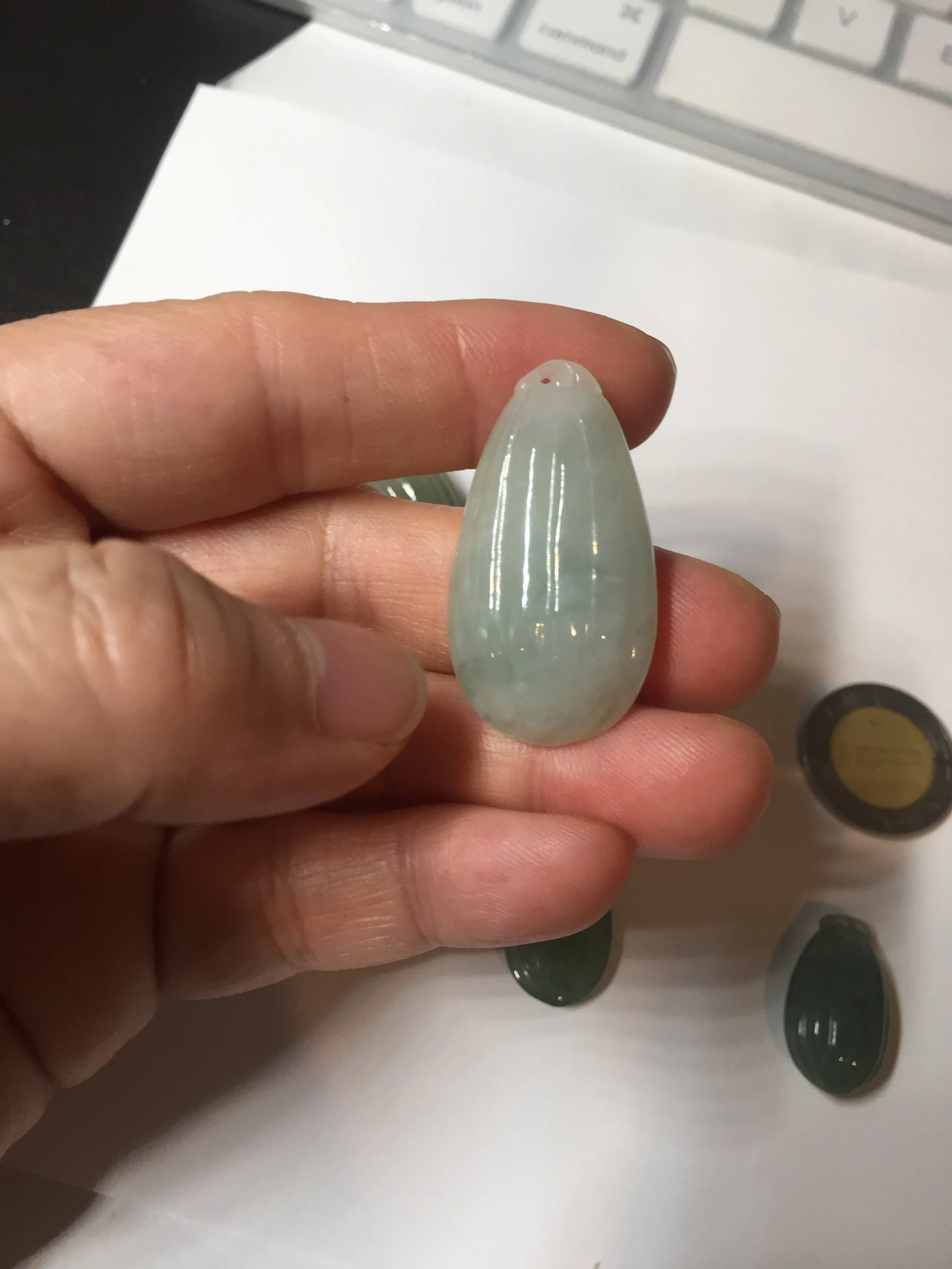 100% Natural type A light green/gray candied dates Jadeite Jade pendant AX155