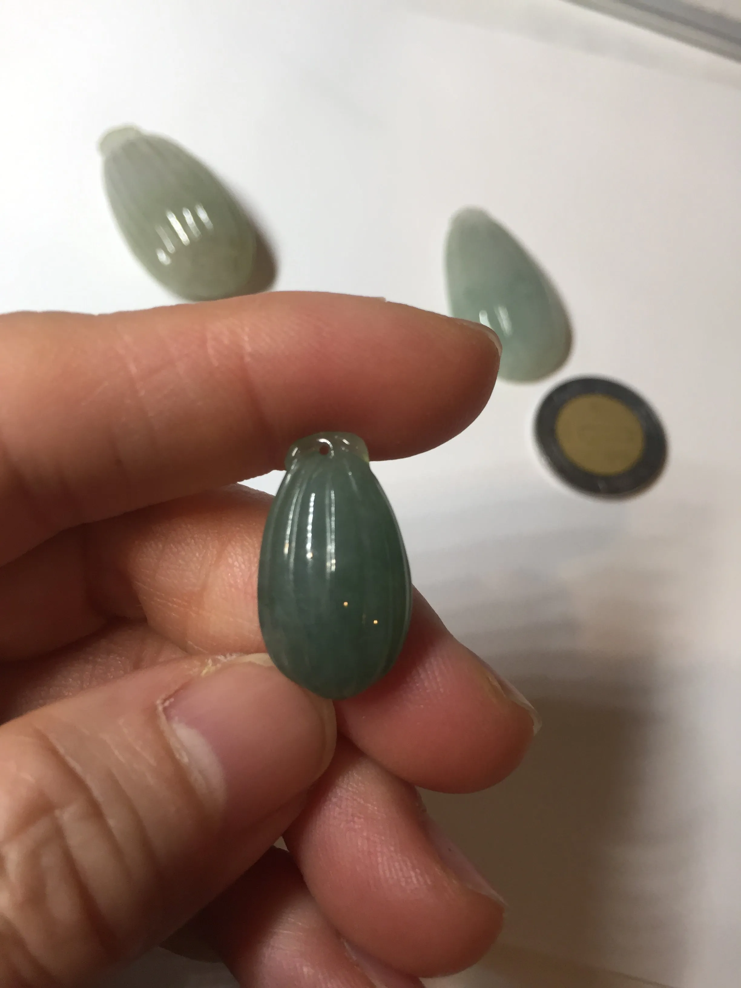 100% Natural type A light green/gray candied dates Jadeite Jade pendant AX155
