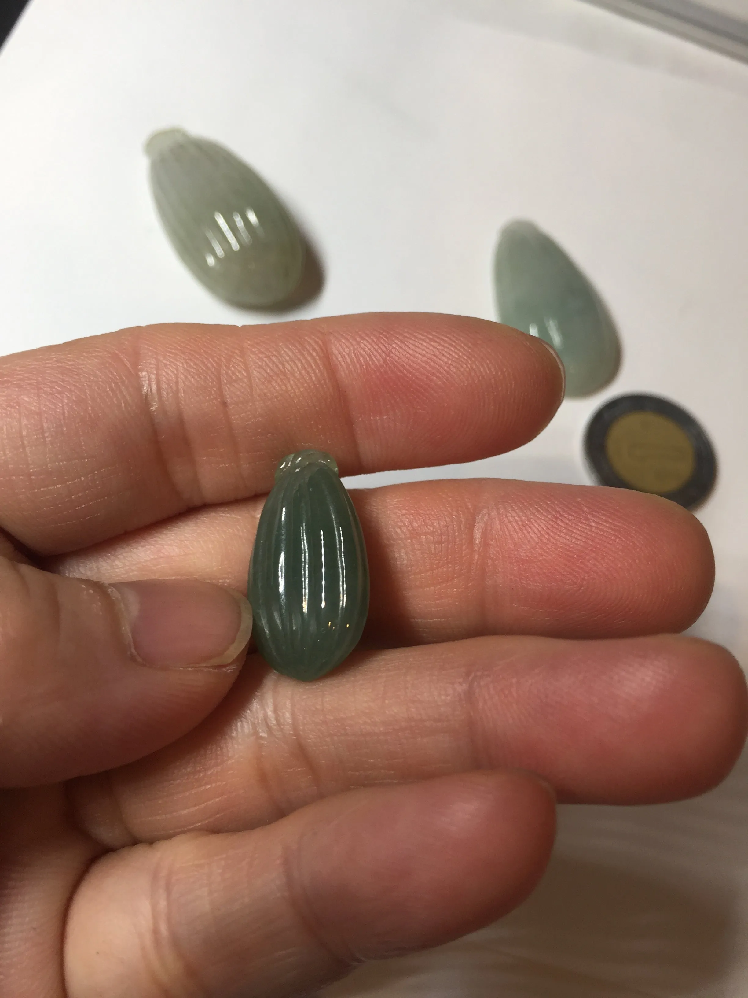 100% Natural type A light green/gray candied dates Jadeite Jade pendant AX155
