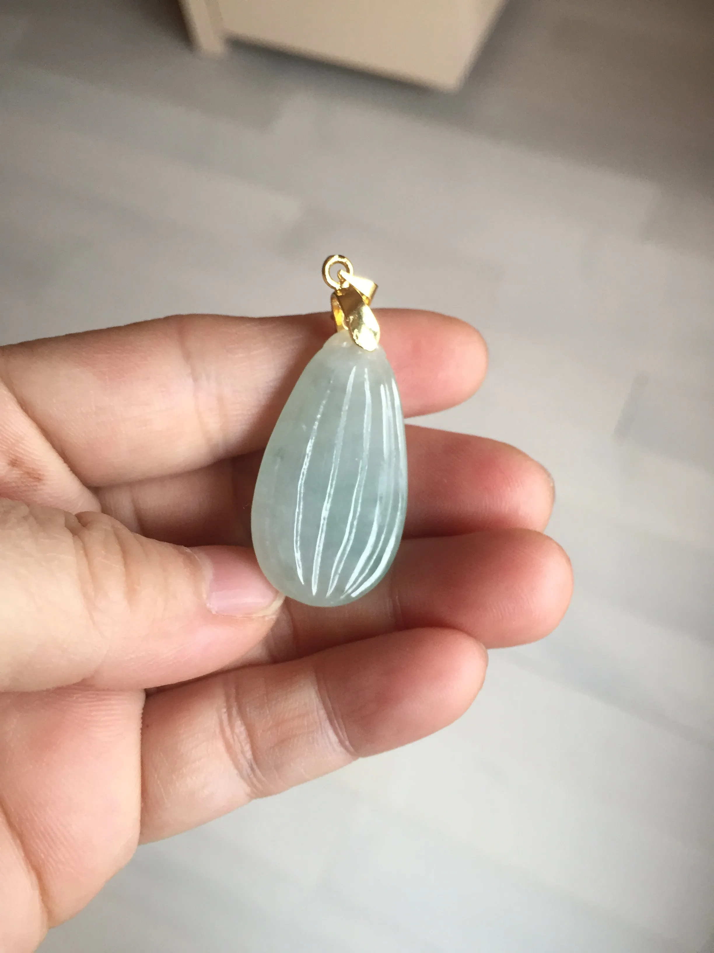 100% Natural type A light green/gray candied dates Jadeite Jade pendant AX155