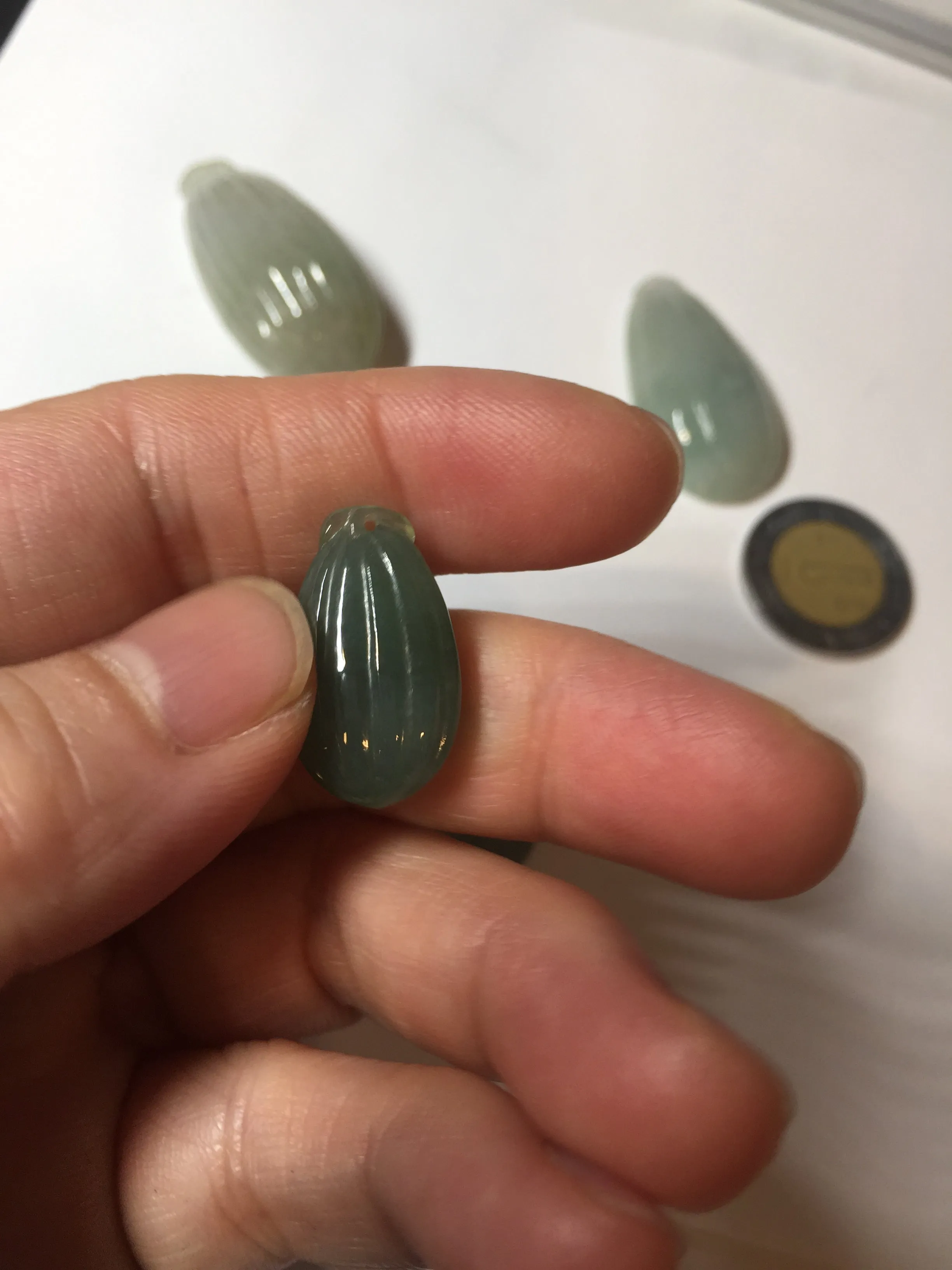 100% Natural type A light green/gray candied dates Jadeite Jade pendant AX155