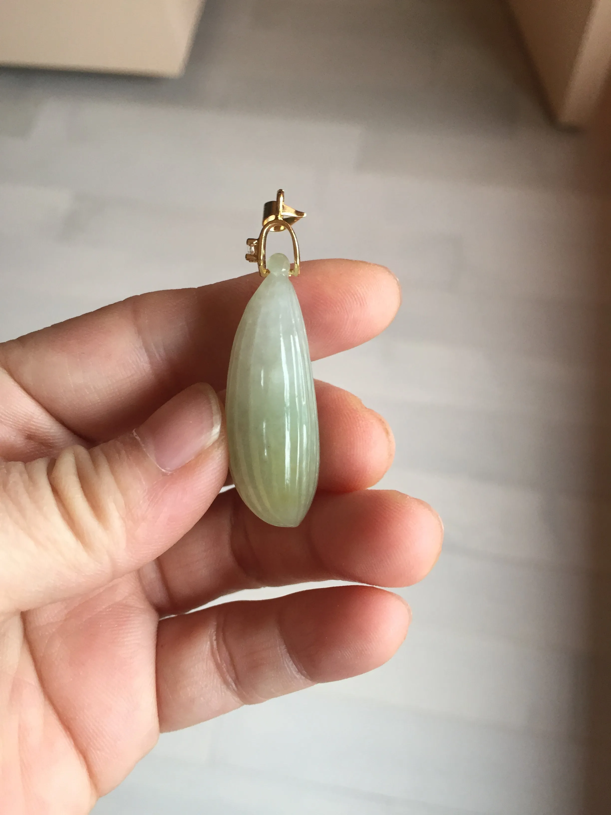 100% Natural type A light green/gray candied dates Jadeite Jade pendant AX155