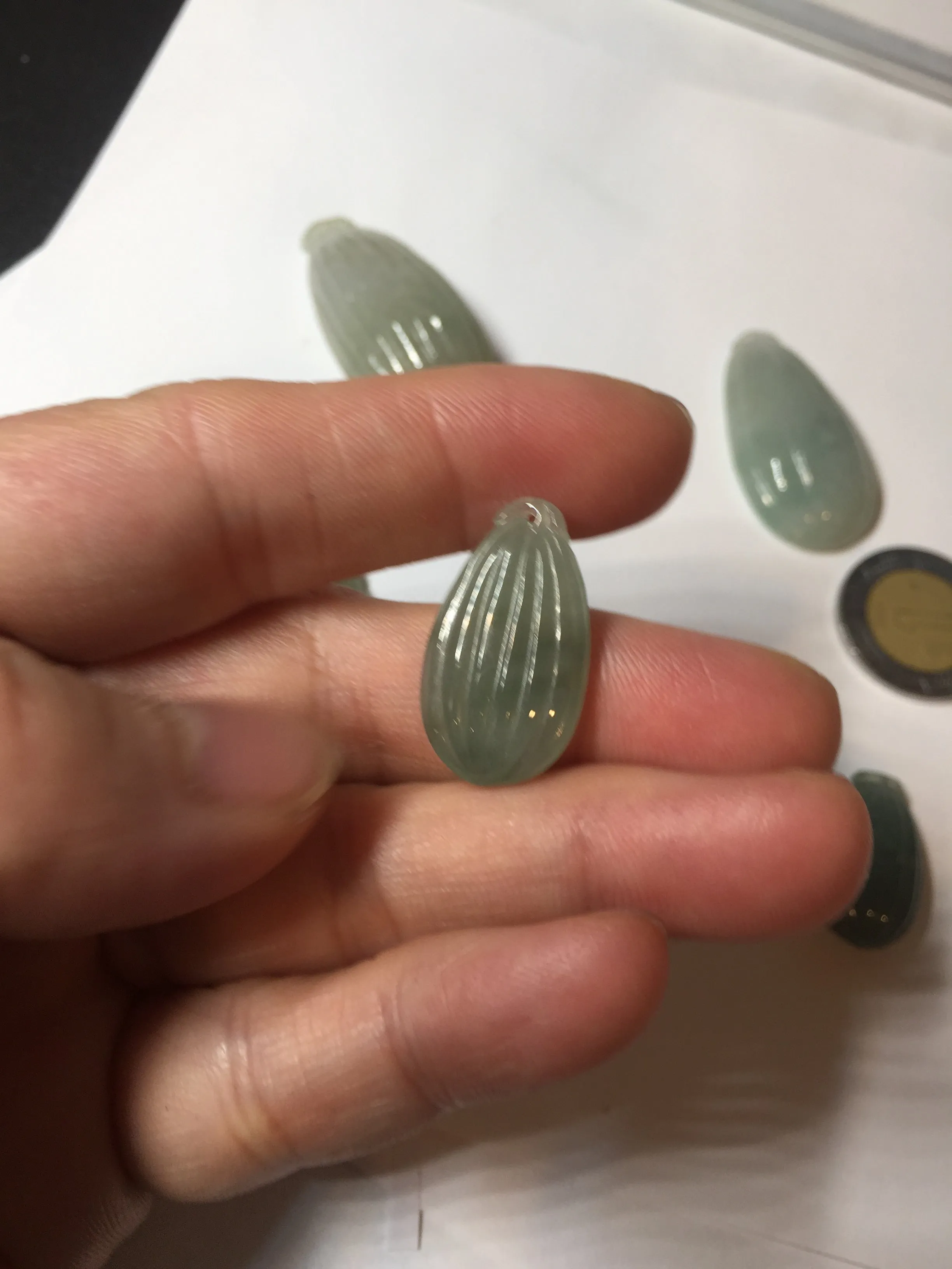 100% Natural type A light green/gray candied dates Jadeite Jade pendant AX155