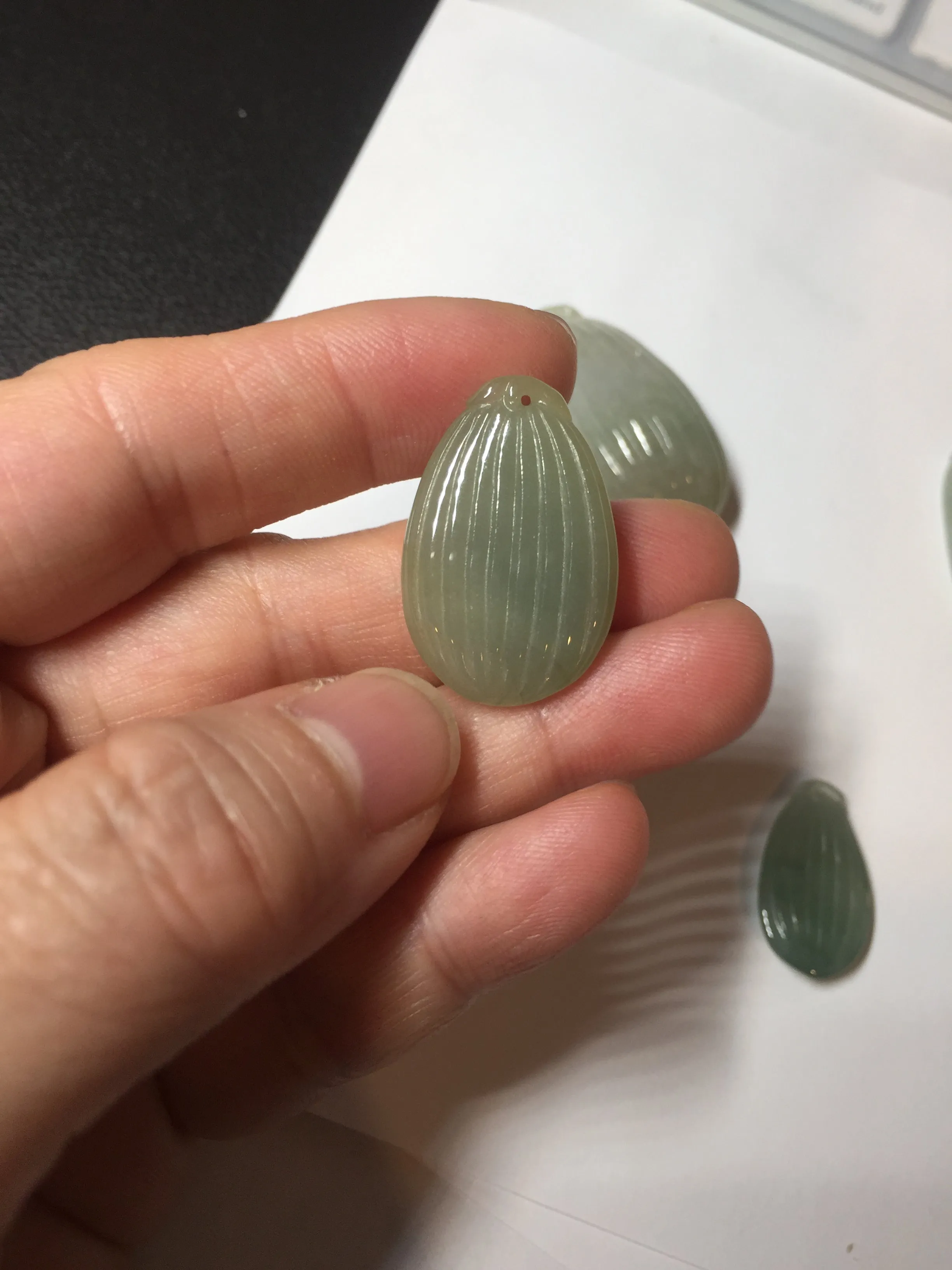 100% Natural type A light green/gray candied dates Jadeite Jade pendant AX155