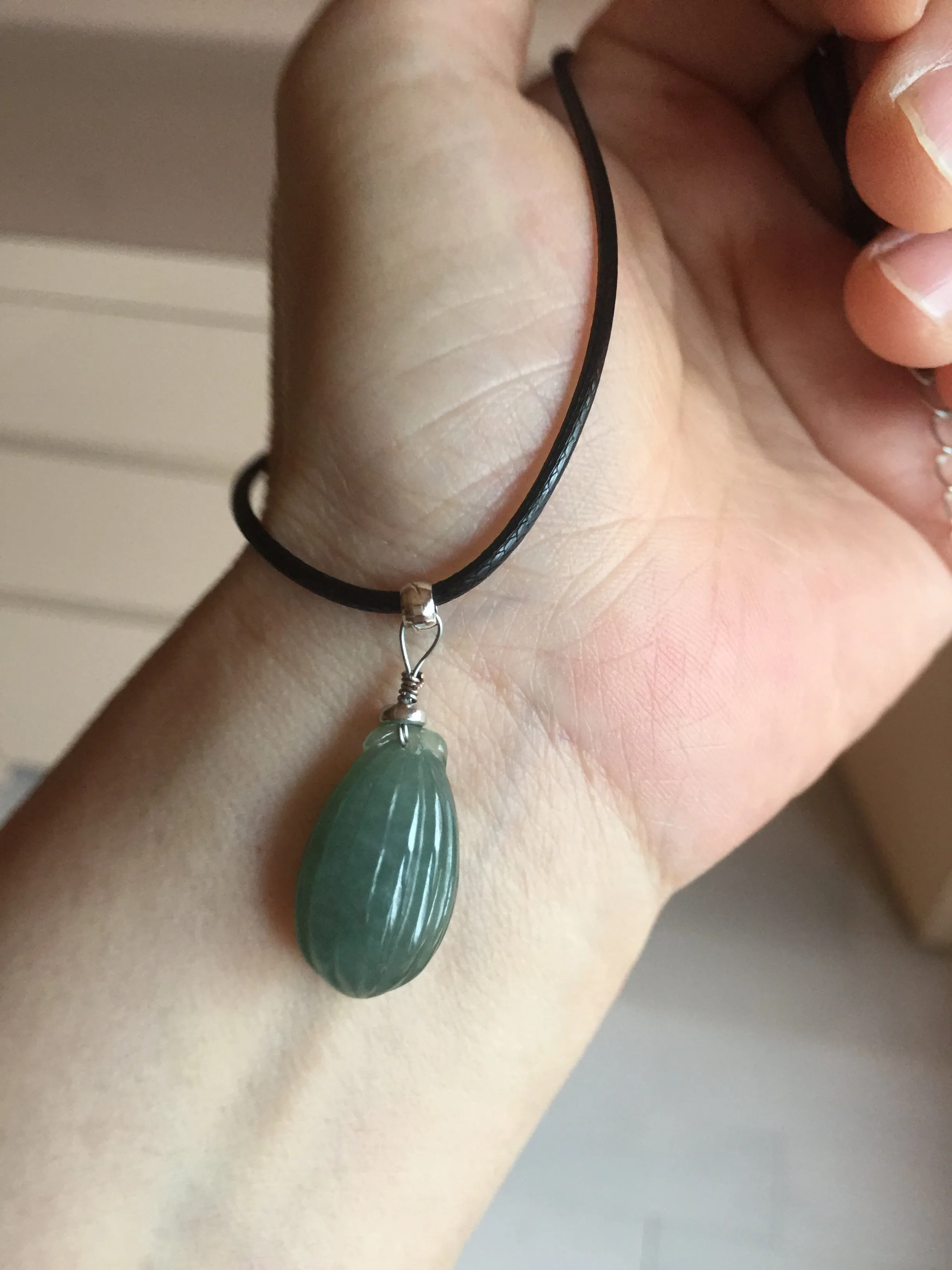 100% Natural type A light green/gray candied dates Jadeite Jade pendant AX155