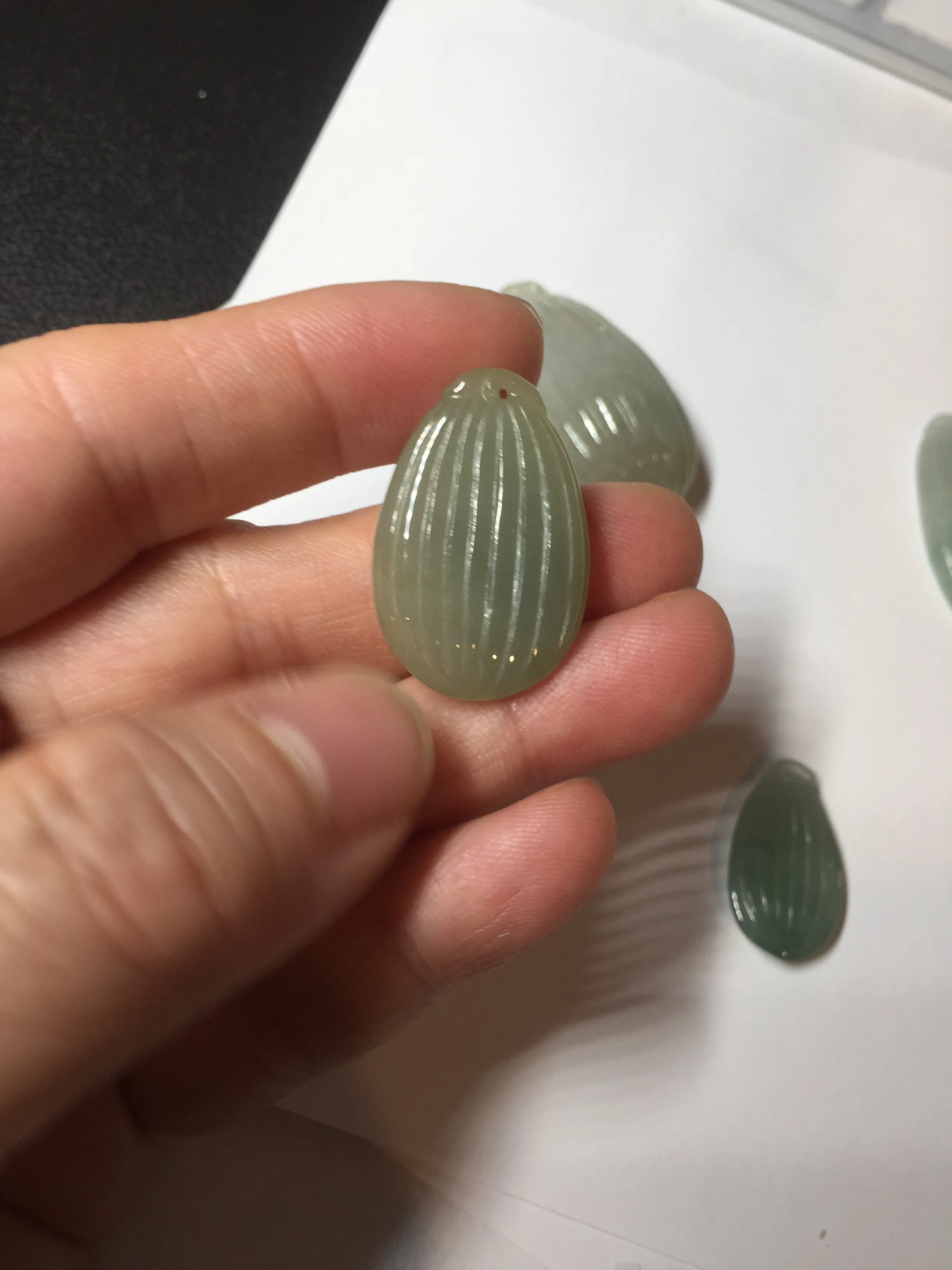 100% Natural type A light green/gray candied dates Jadeite Jade pendant AX155