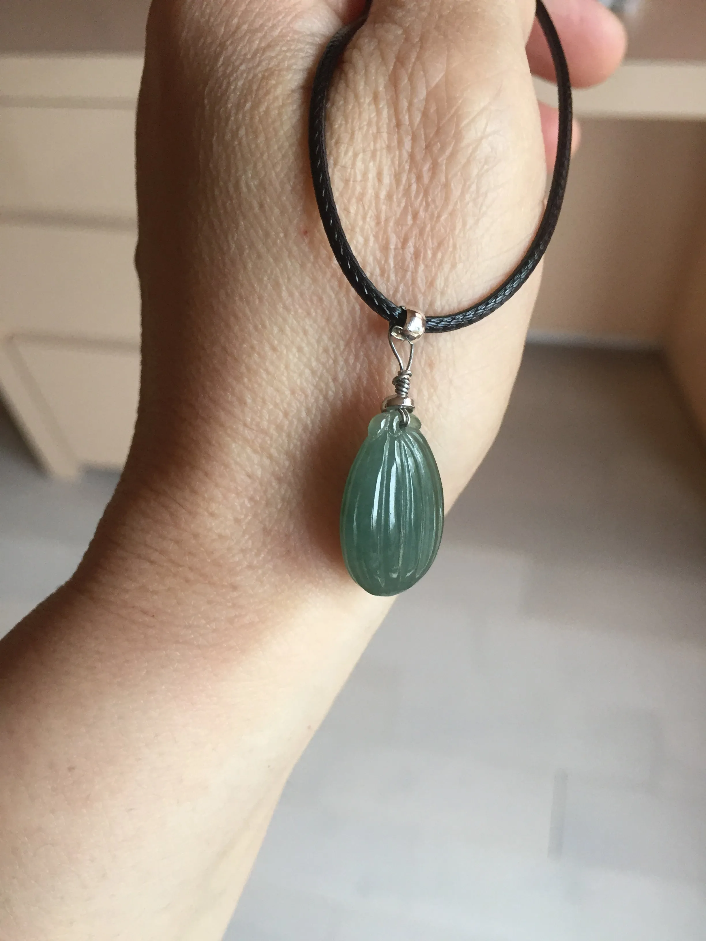100% Natural type A light green/gray candied dates Jadeite Jade pendant AX155