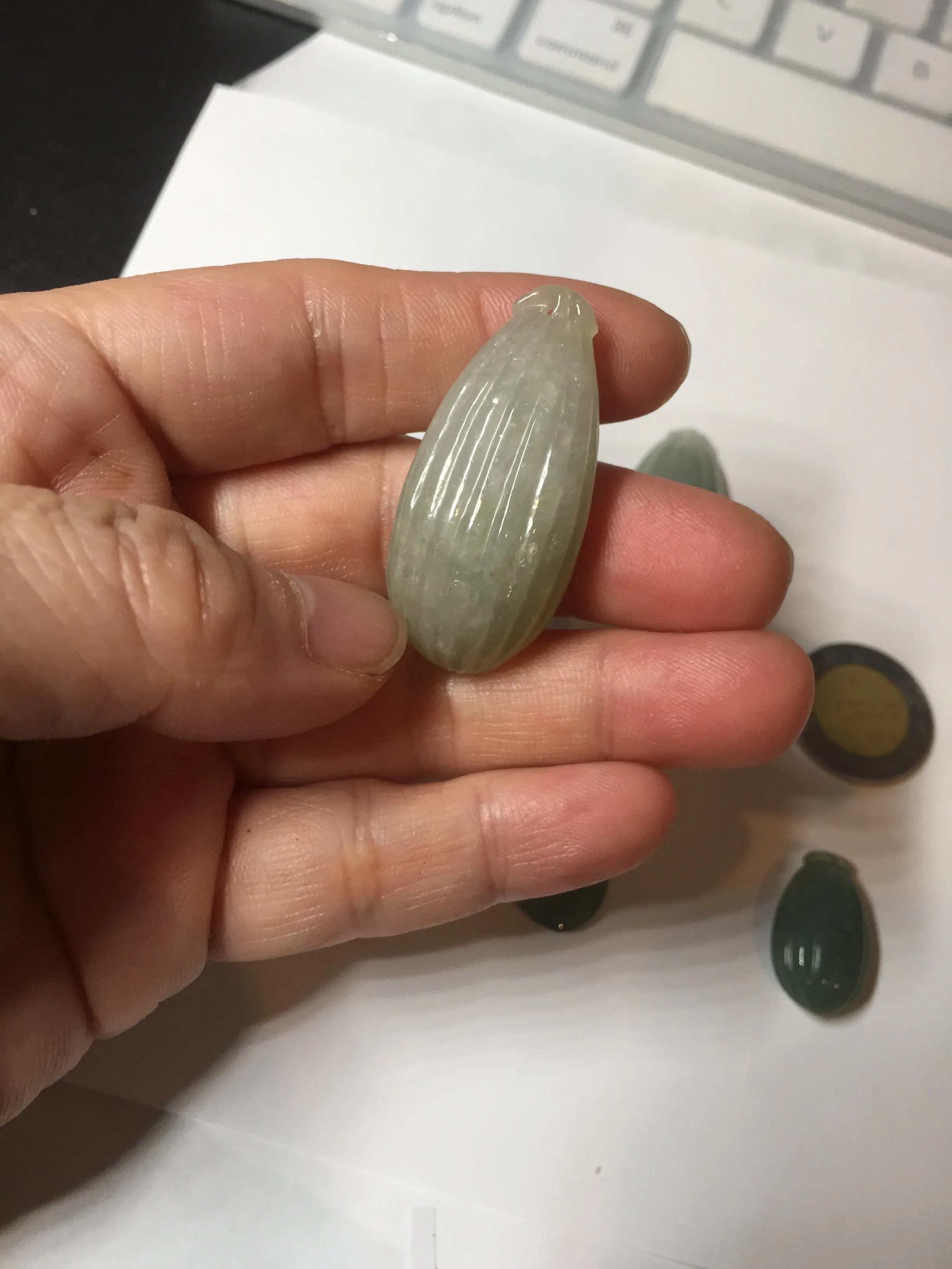 100% Natural type A light green/gray candied dates Jadeite Jade pendant AX155