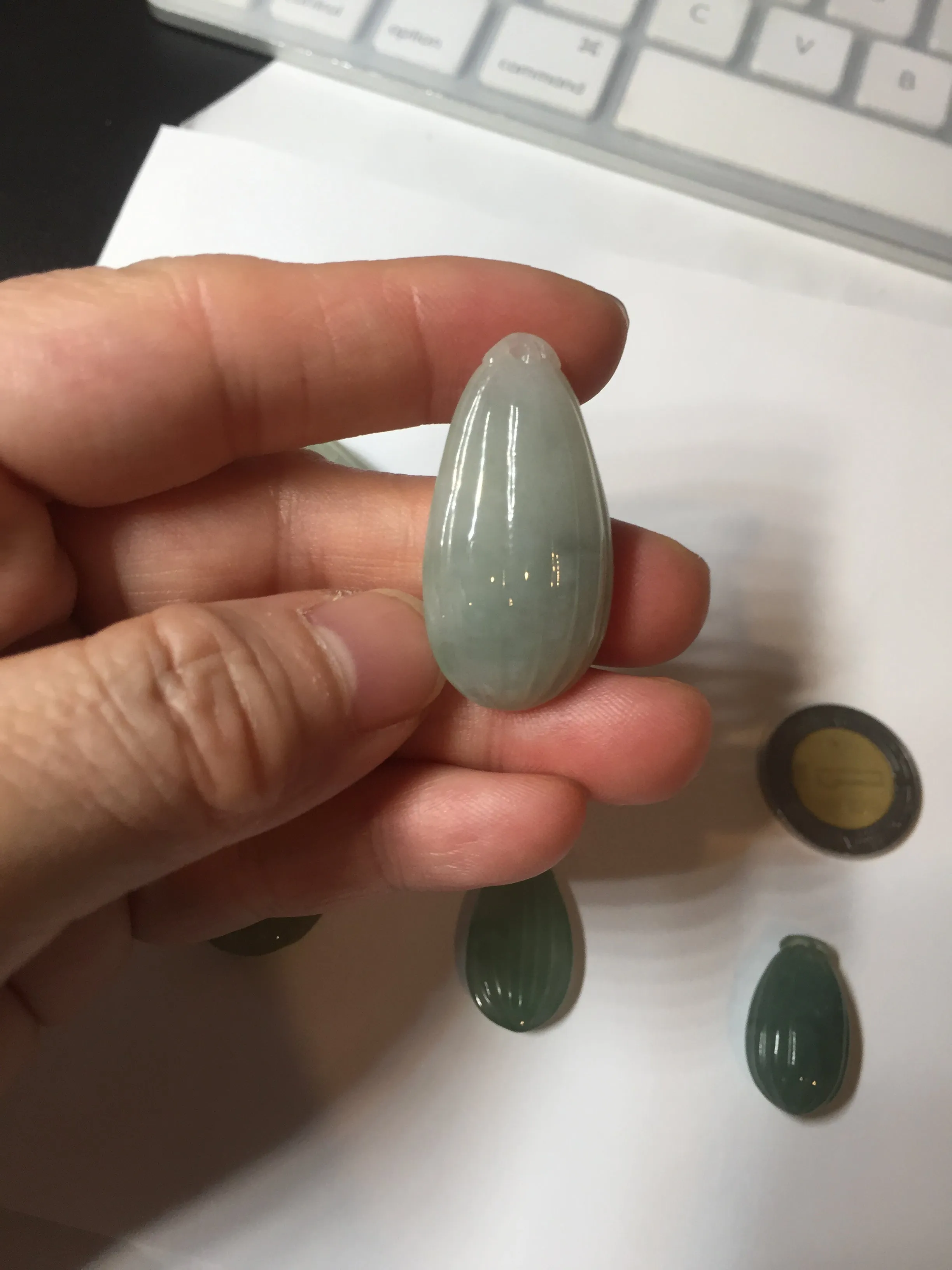 100% Natural type A light green/gray candied dates Jadeite Jade pendant AX155