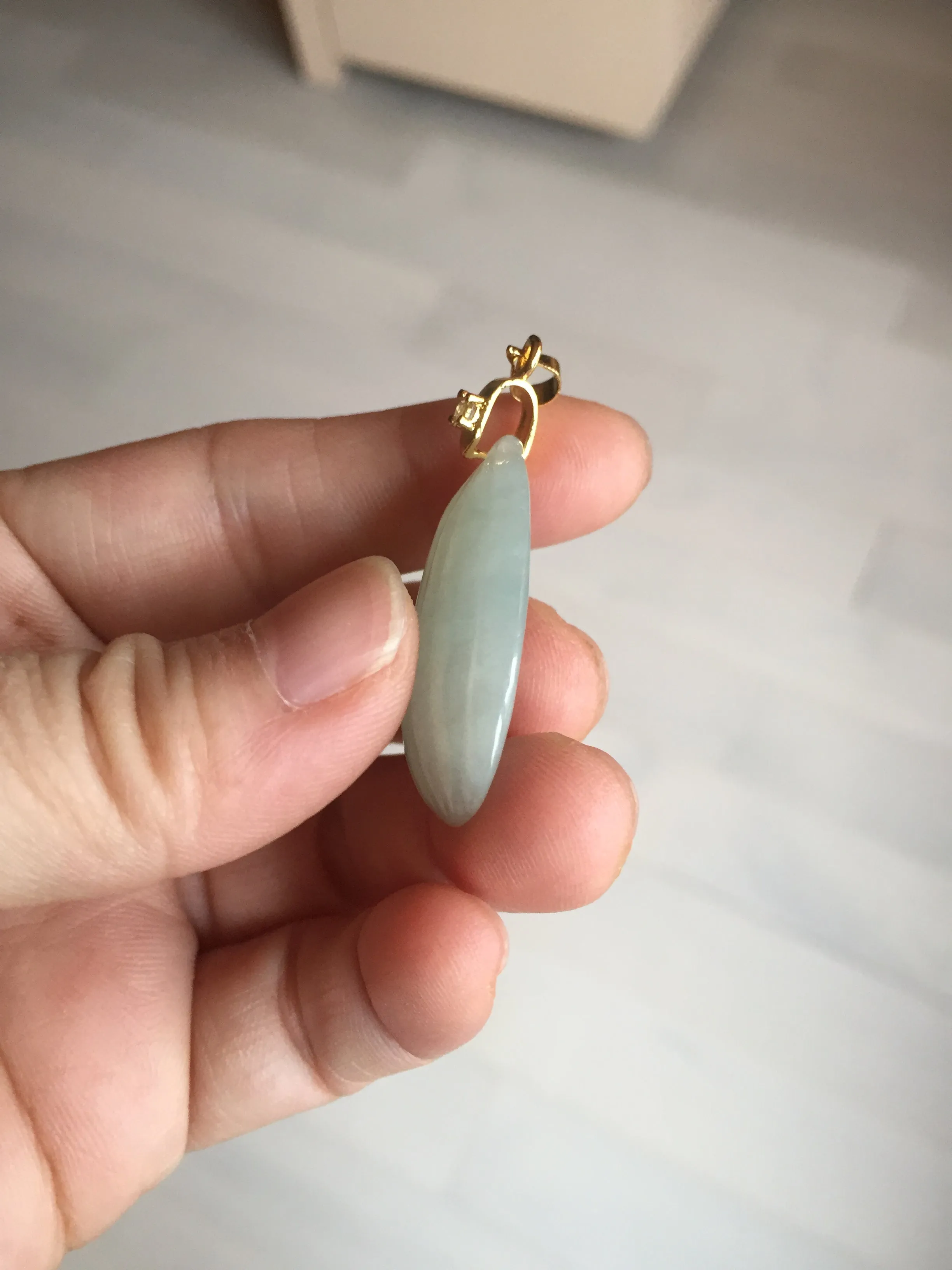 100% Natural type A light green/gray candied dates Jadeite Jade pendant AX155