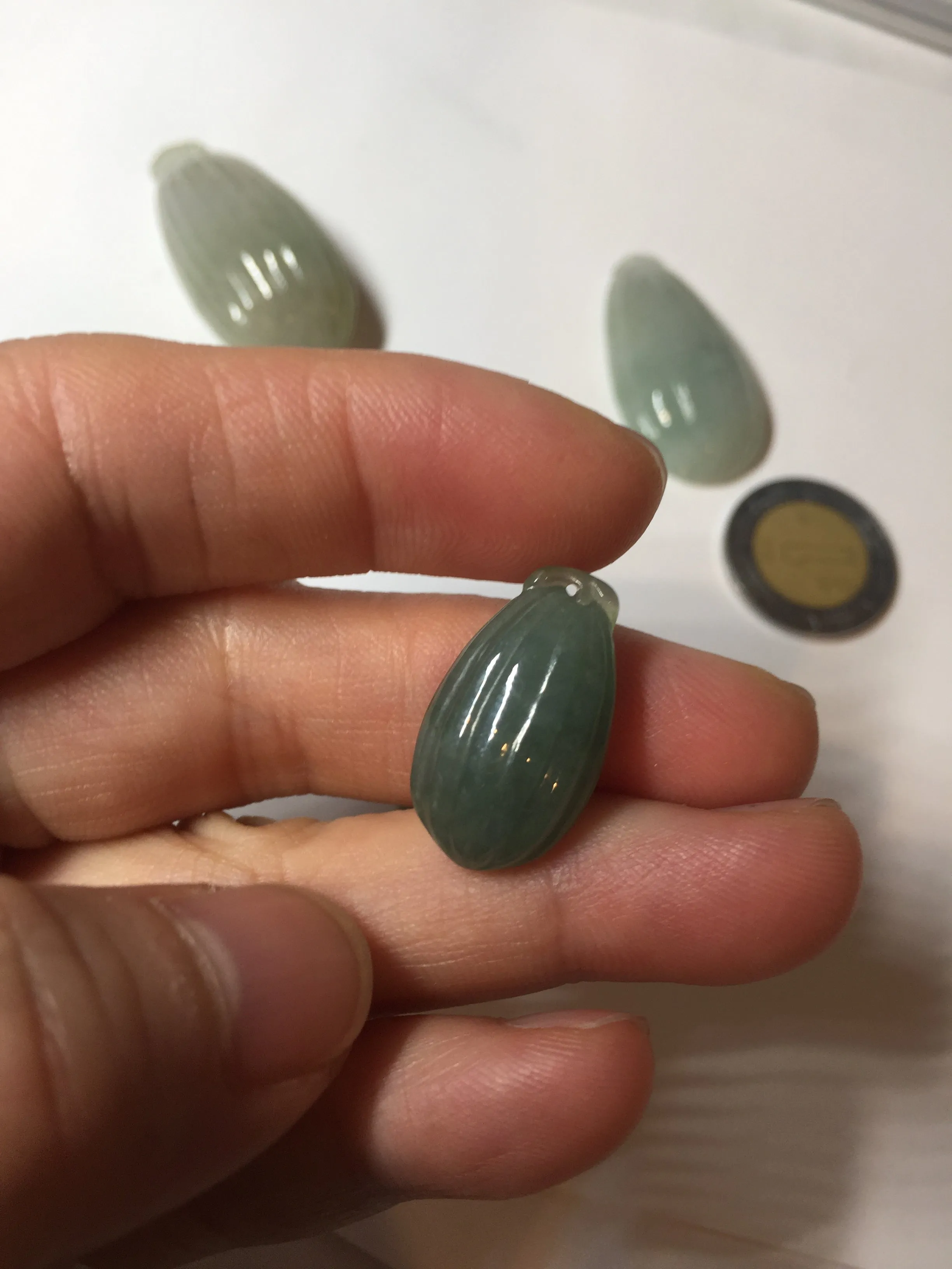 100% Natural type A light green/gray candied dates Jadeite Jade pendant AX155