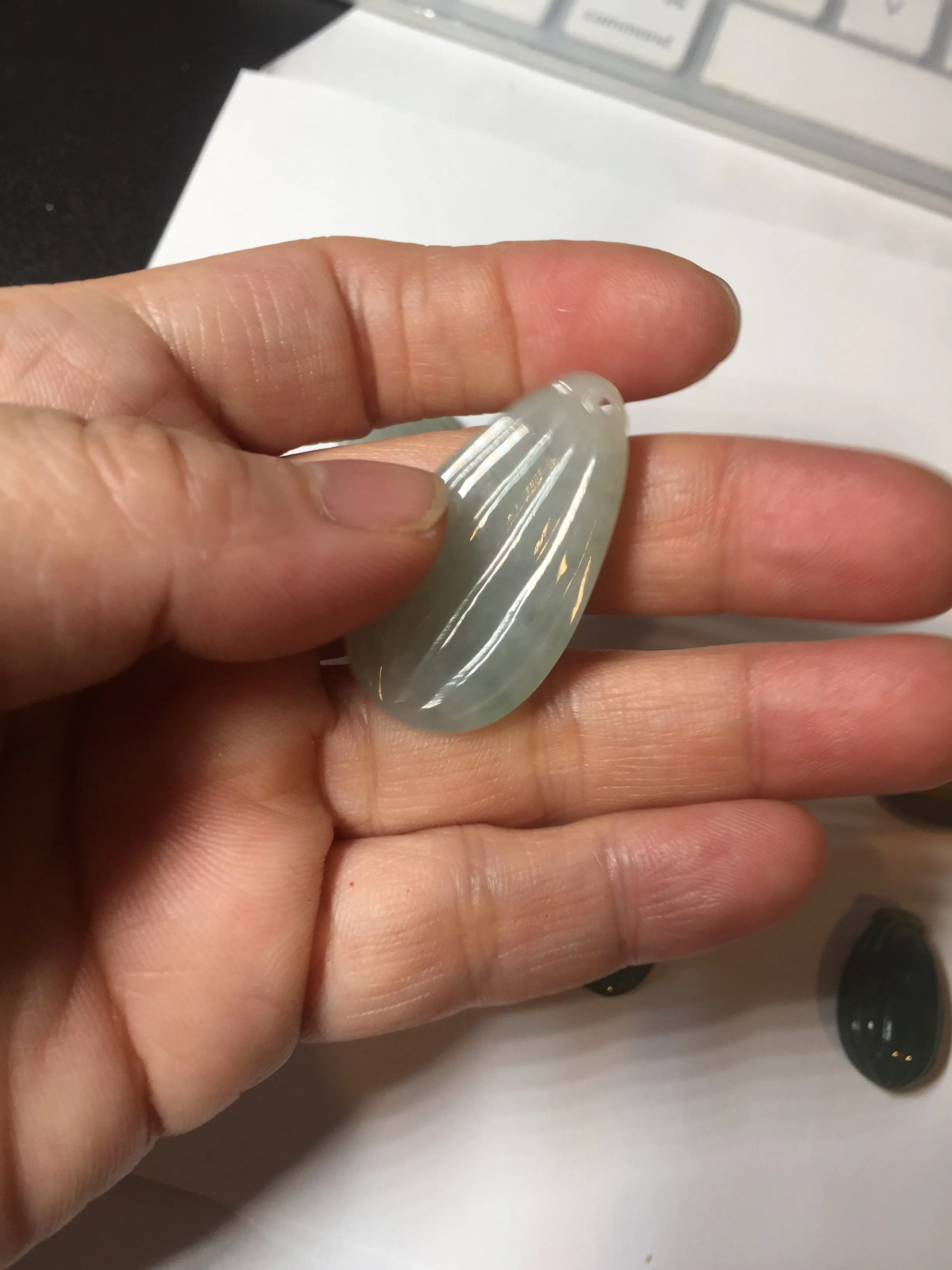 100% Natural type A light green/gray candied dates Jadeite Jade pendant AX155