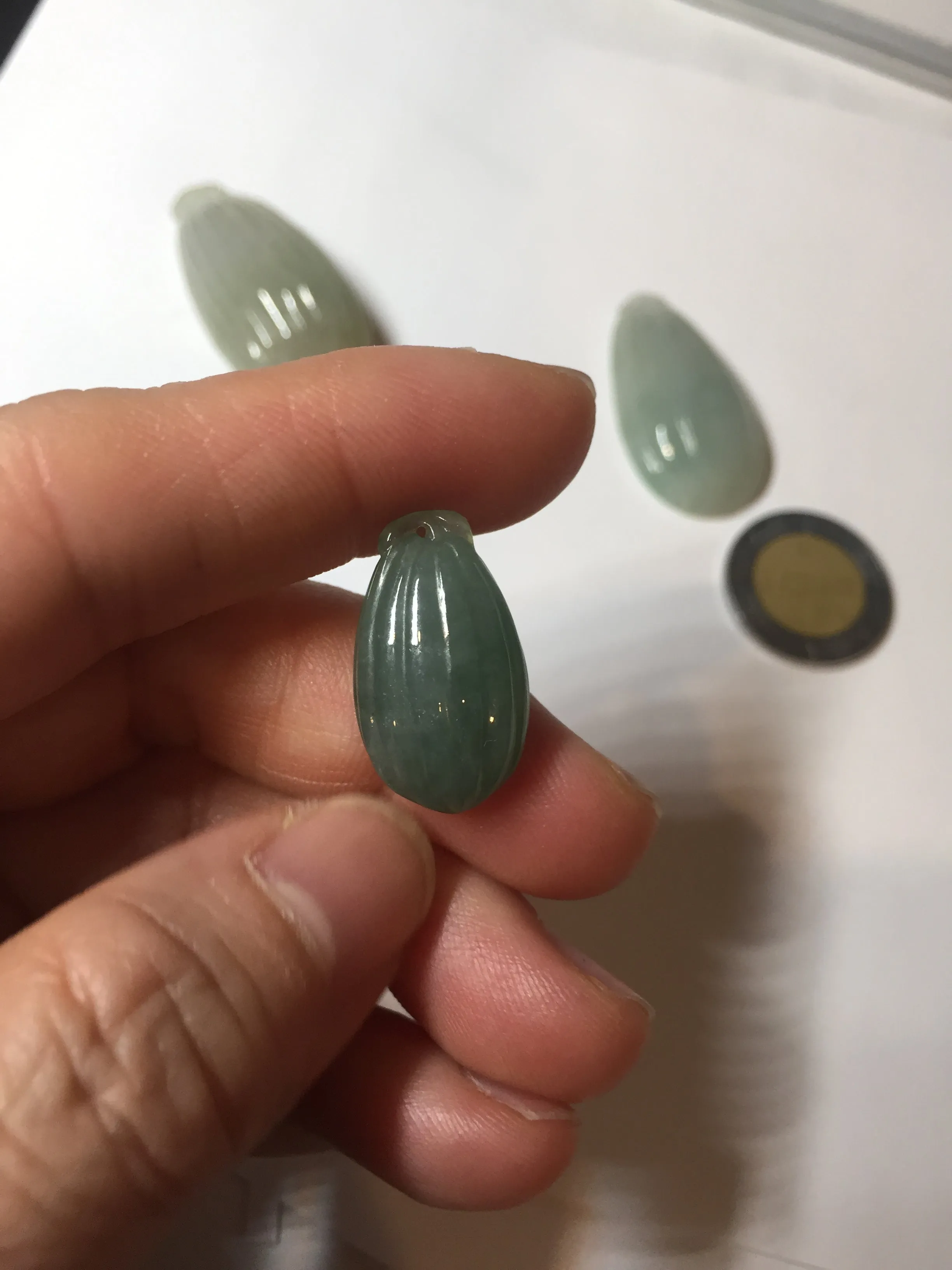 100% Natural type A light green/gray candied dates Jadeite Jade pendant AX155