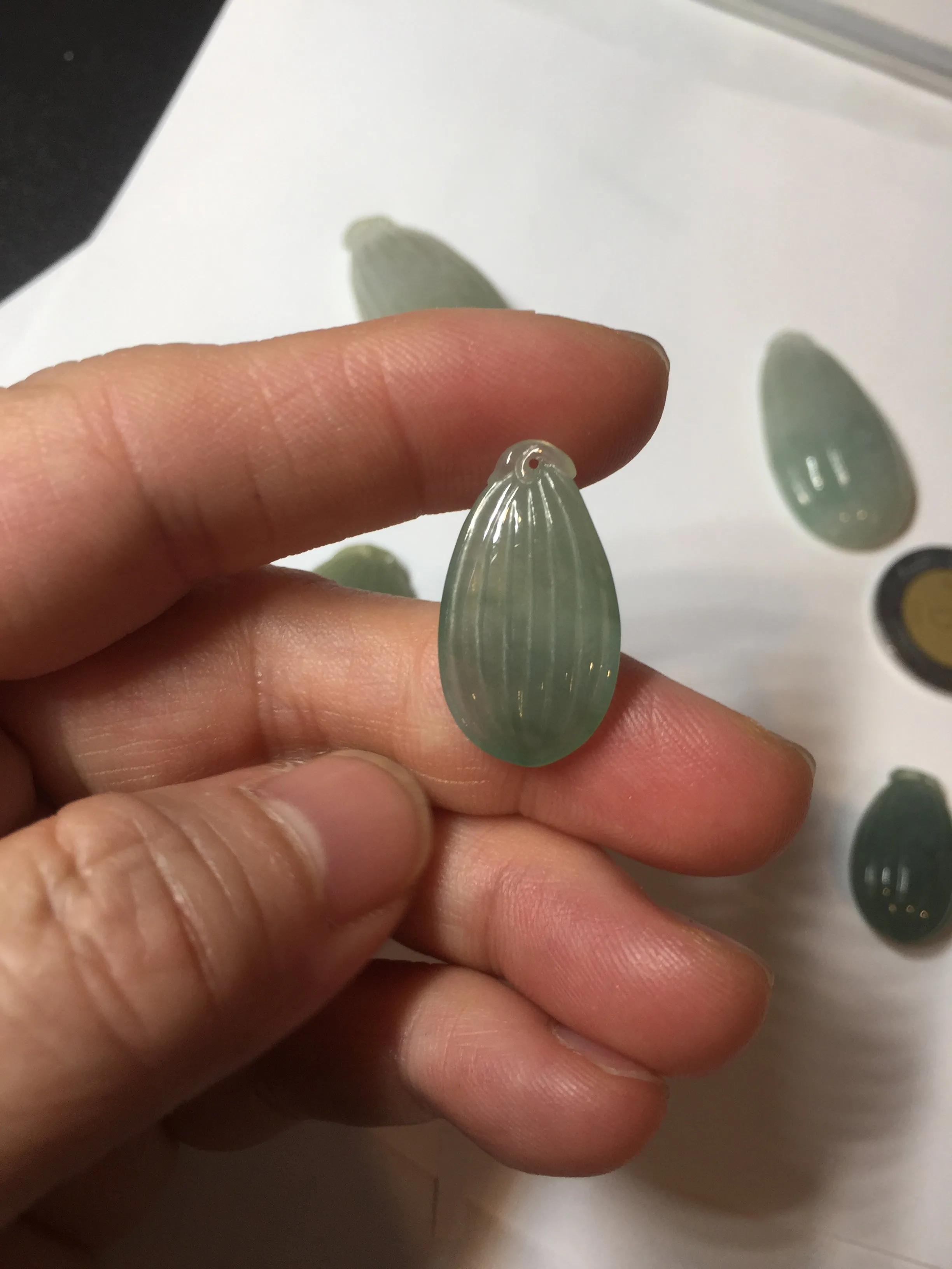 100% Natural type A light green/gray candied dates Jadeite Jade pendant AX155