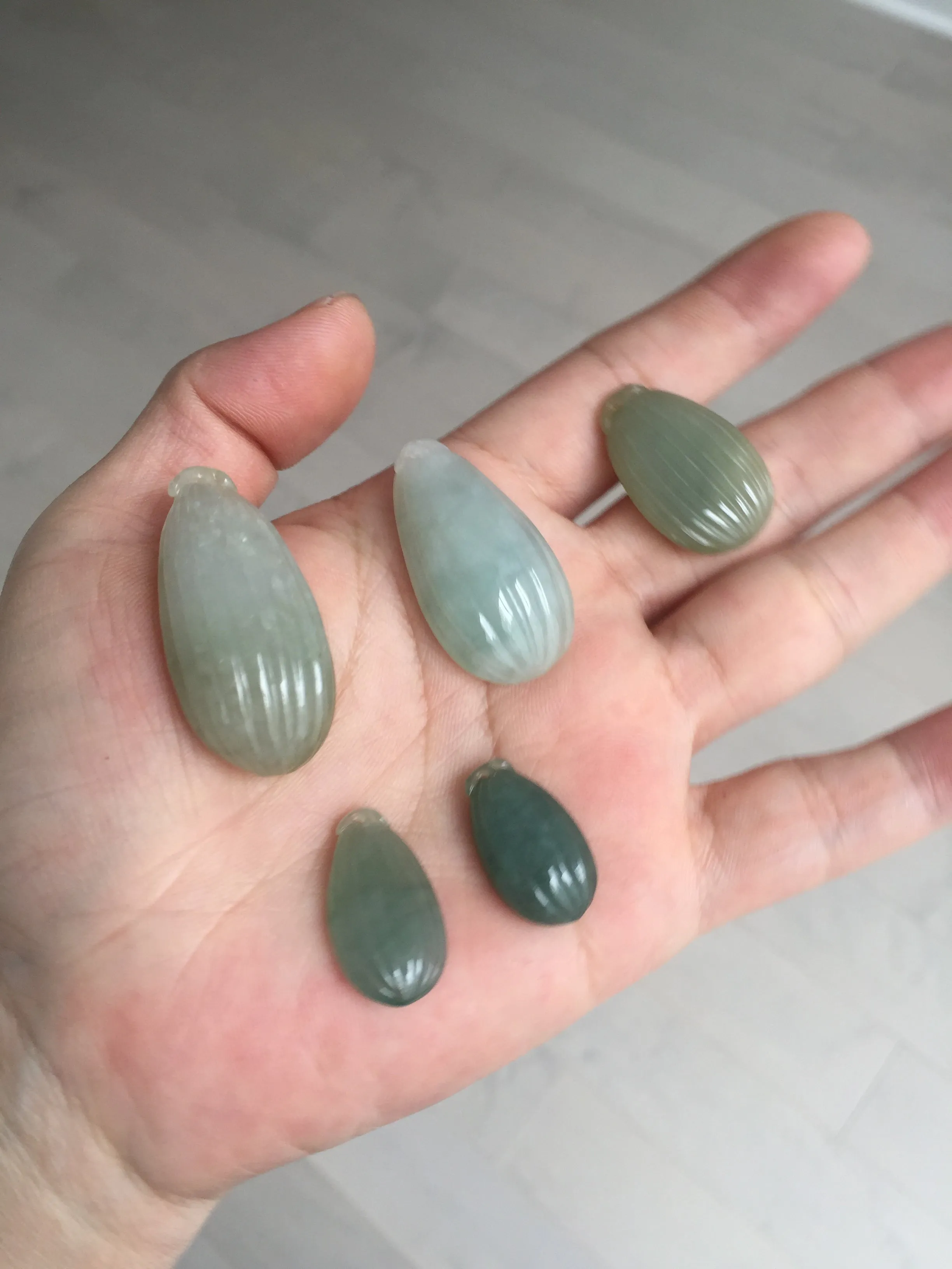 100% Natural type A light green/gray candied dates Jadeite Jade pendant AX155