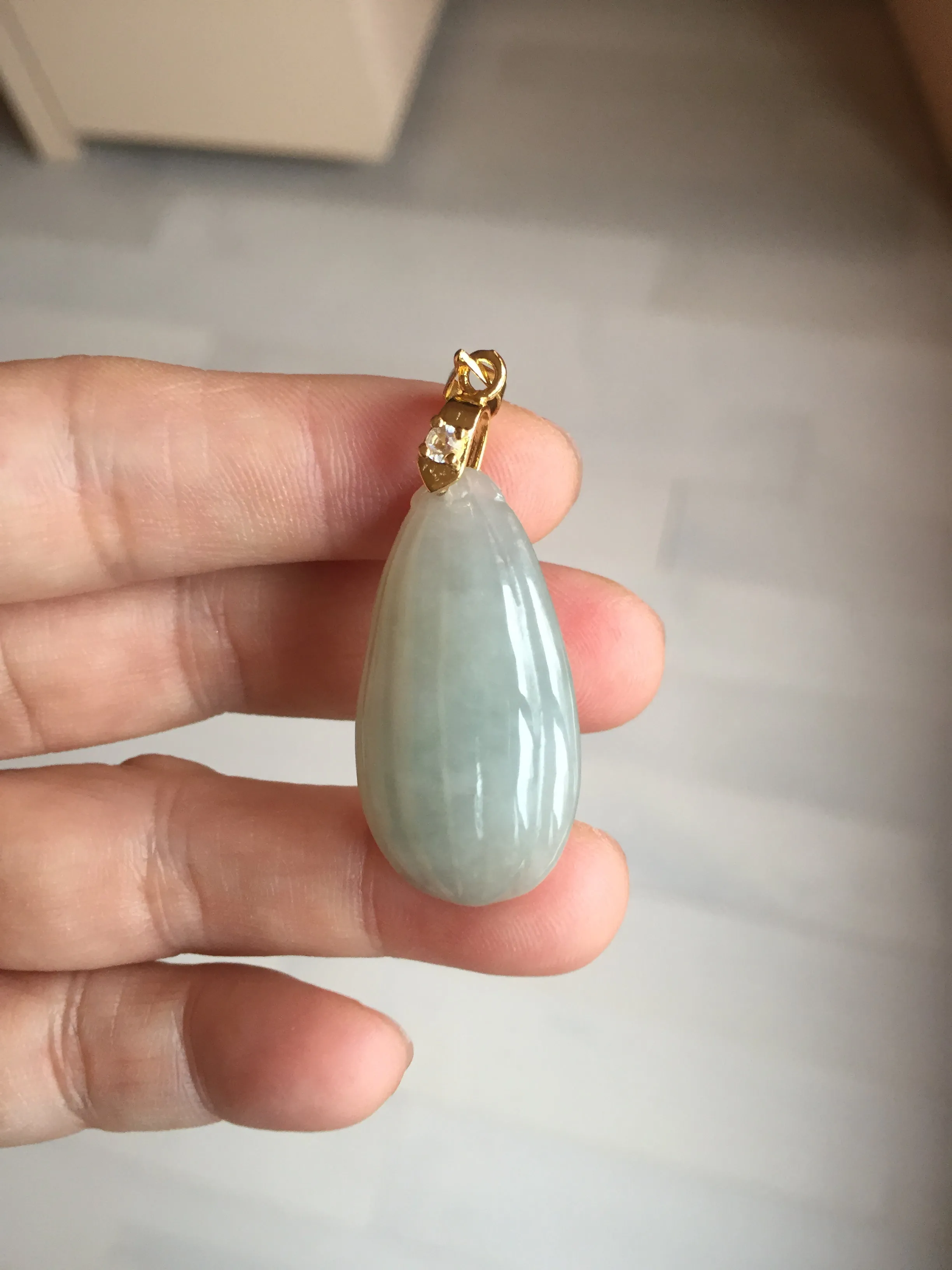 100% Natural type A light green/gray candied dates Jadeite Jade pendant AX155