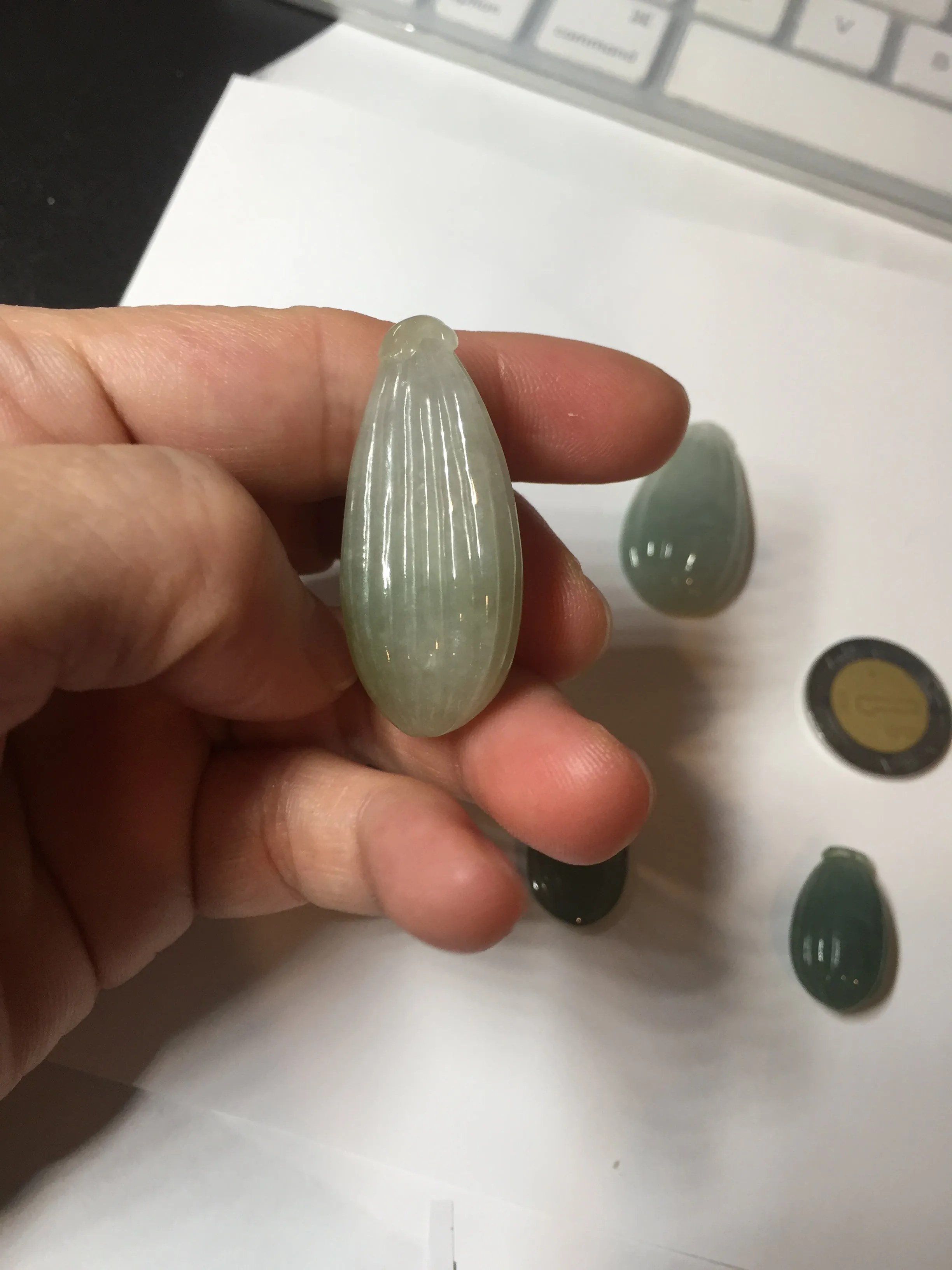 100% Natural type A light green/gray candied dates Jadeite Jade pendant AX155